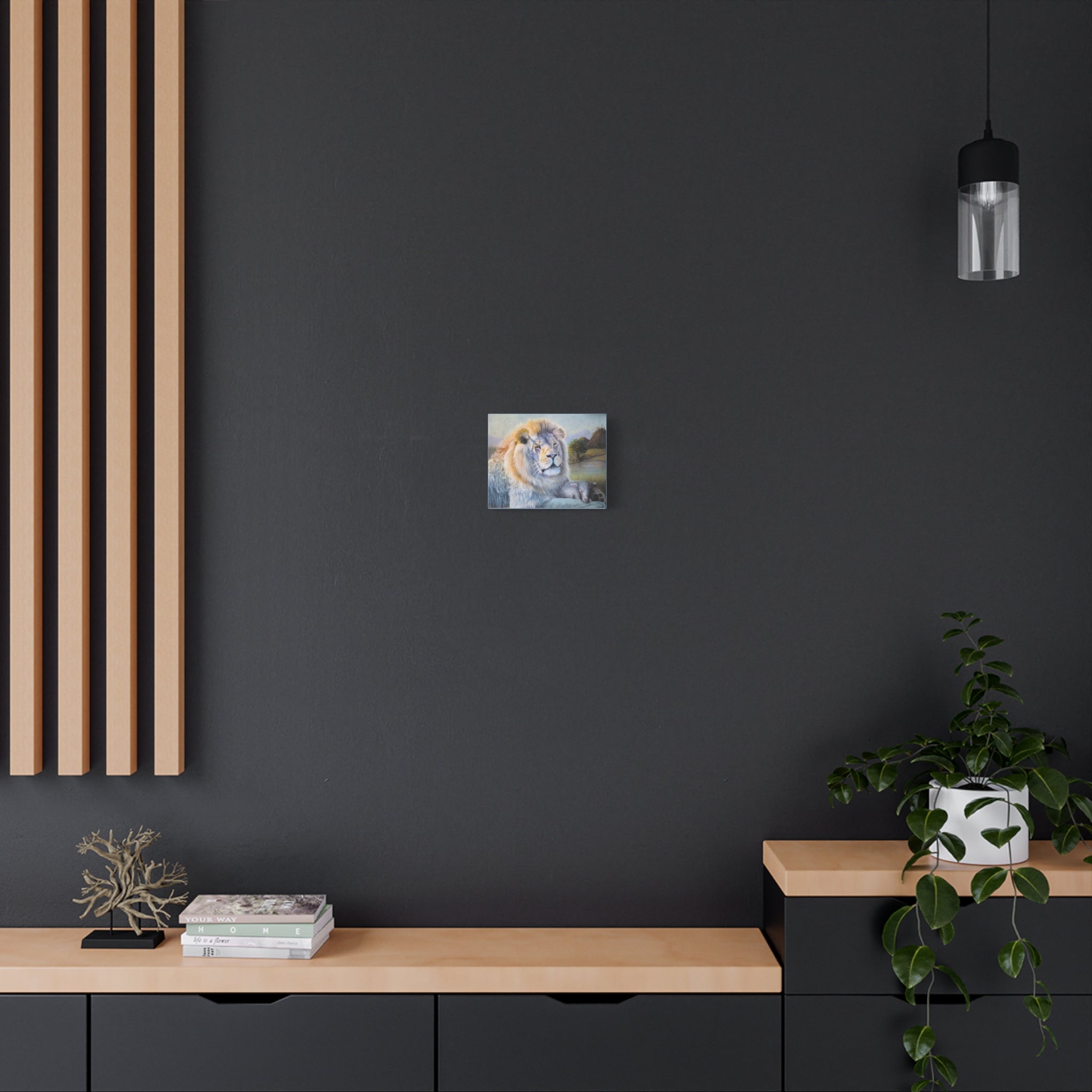 Lion and Lamb Matte Canvas Wall Art — Peaceful Religious Landscape