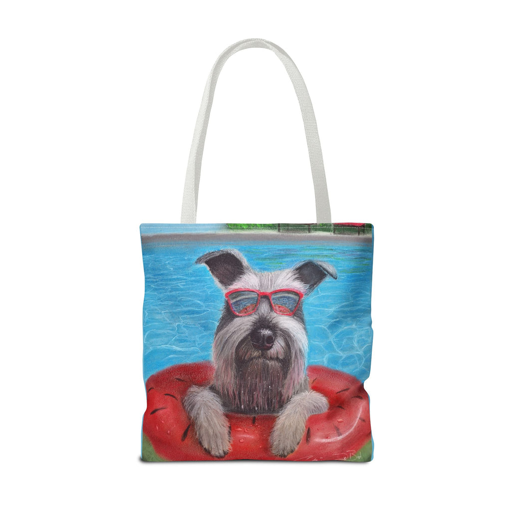 "Cool in the Pool" Schnauzer Beach Tote Bag