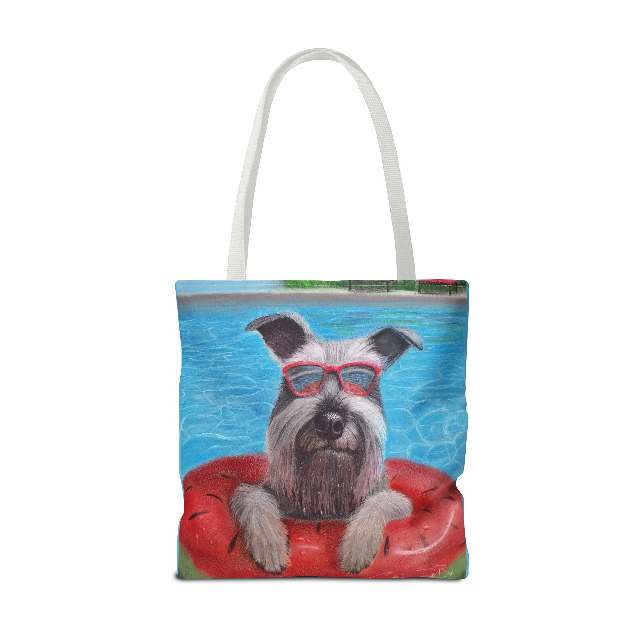 "Cool in the Pool" Schnauzer Beach Tote Bag