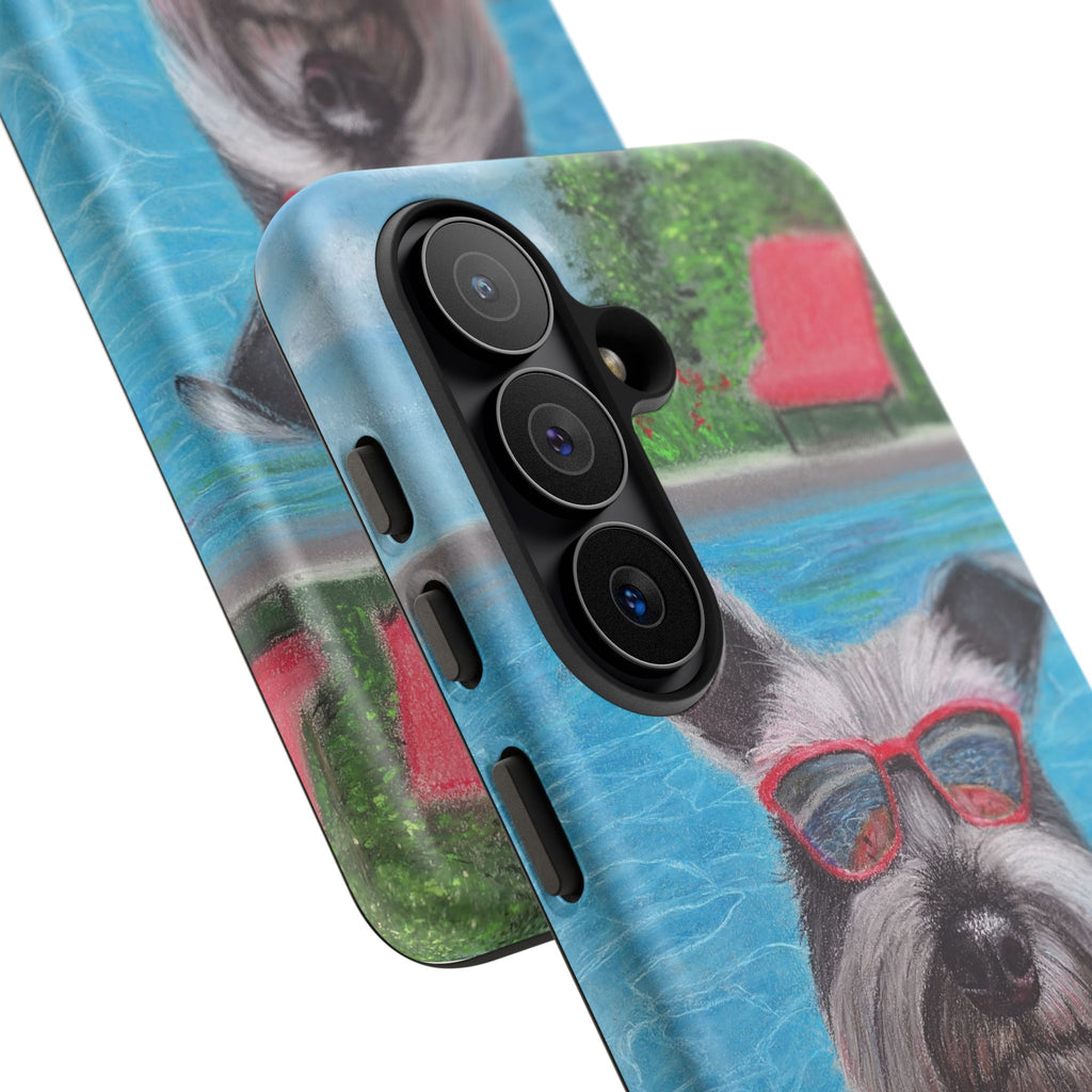"Cool in the Pool" Phone Case — Cute Schnauzer in the Sun