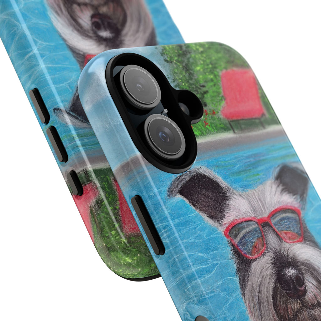 "Cool in the Pool" Phone Case — Cute Schnauzer in the Sun