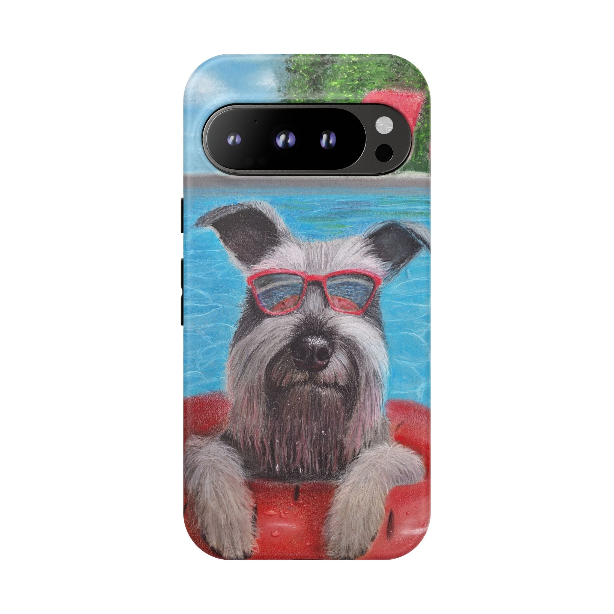 "Cool in the Pool" Phone Case — Cute Schnauzer in the Sun