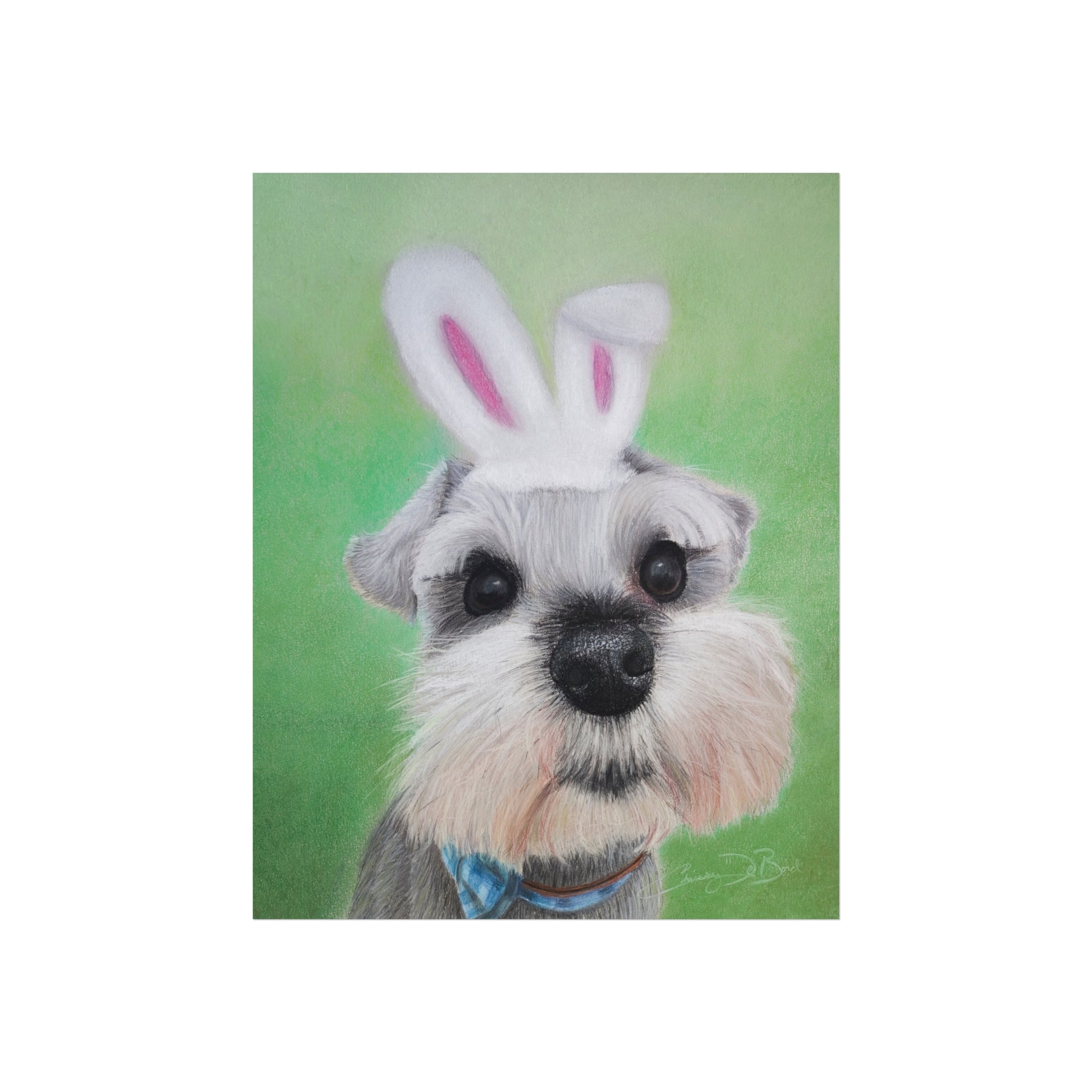 Schnauzer Bunny Fine Art Poster — Cute Dog Wall Art for Easter & Home Decor