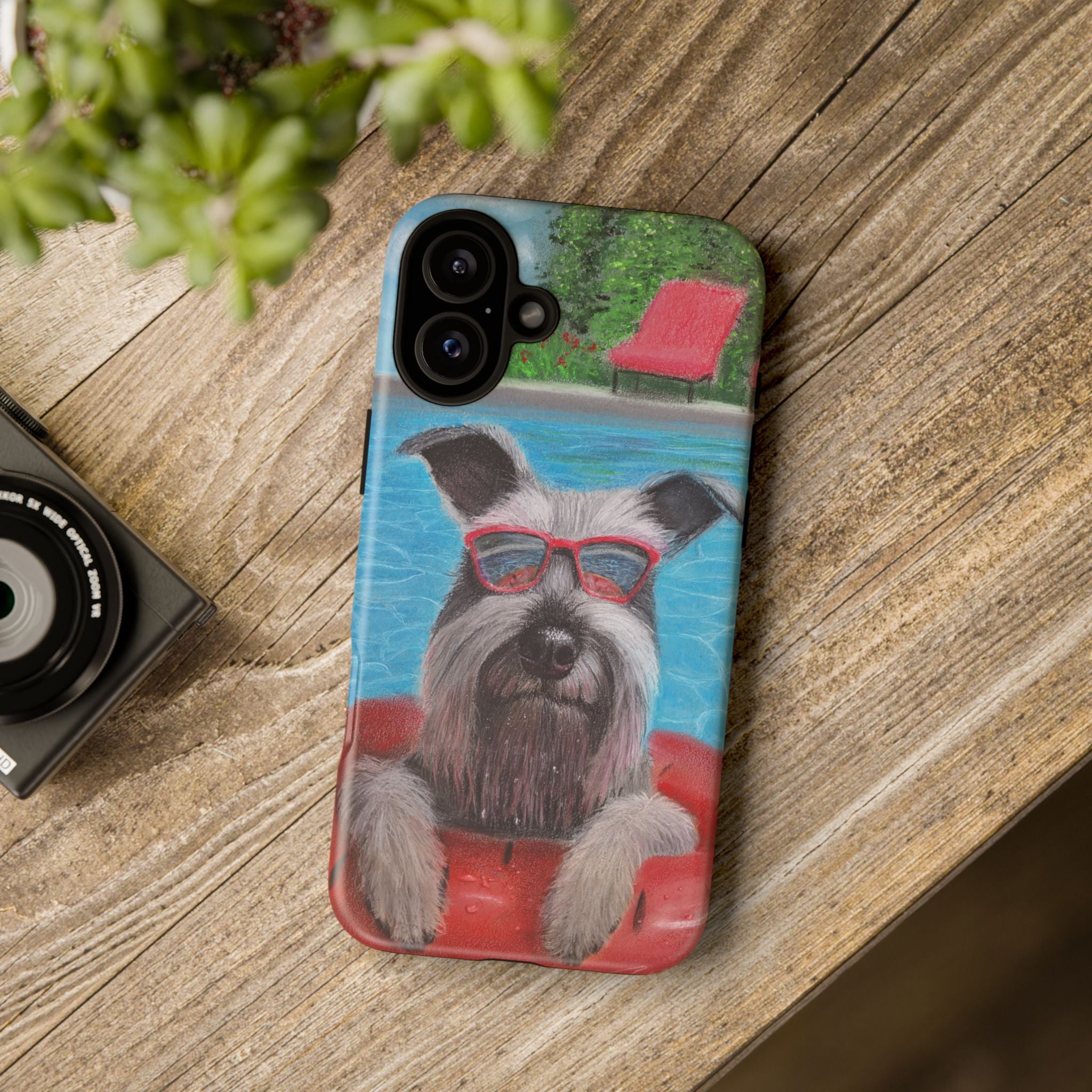 "Cool in the Pool" Phone Case — Cute Schnauzer in the Sun