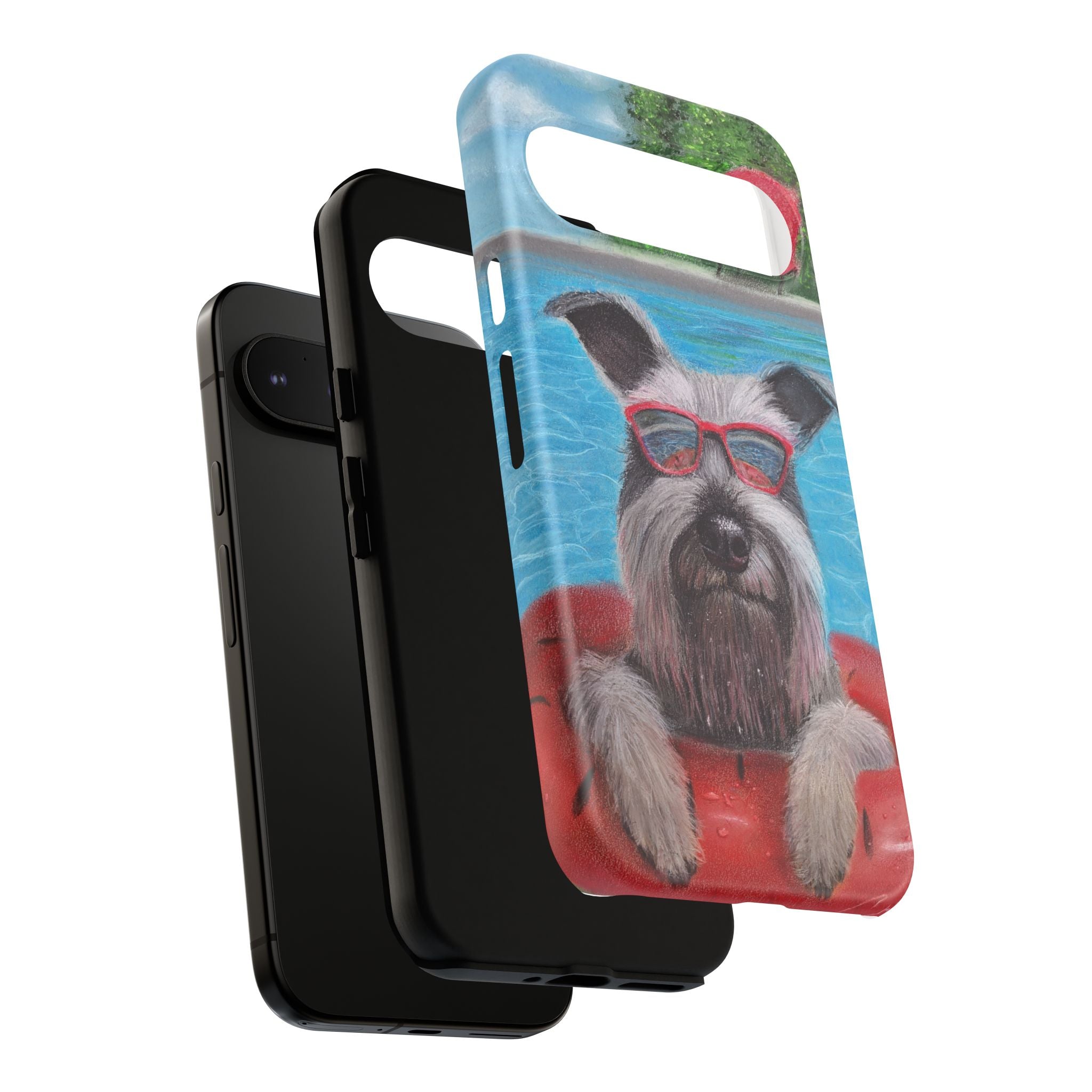 "Cool in the Pool" Phone Case — Cute Schnauzer in the Sun