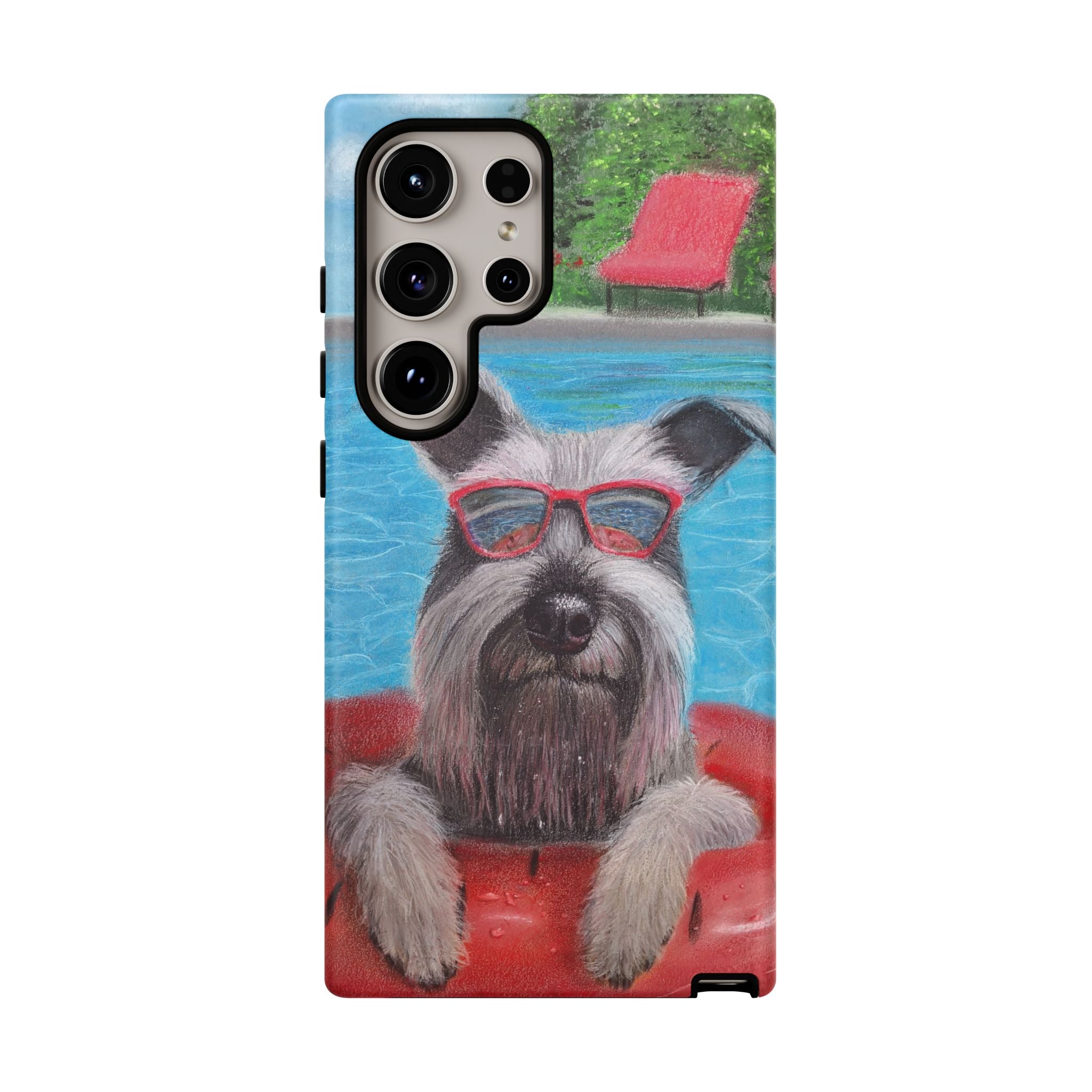"Cool in the Pool" Phone Case — Cute Schnauzer in the Sun