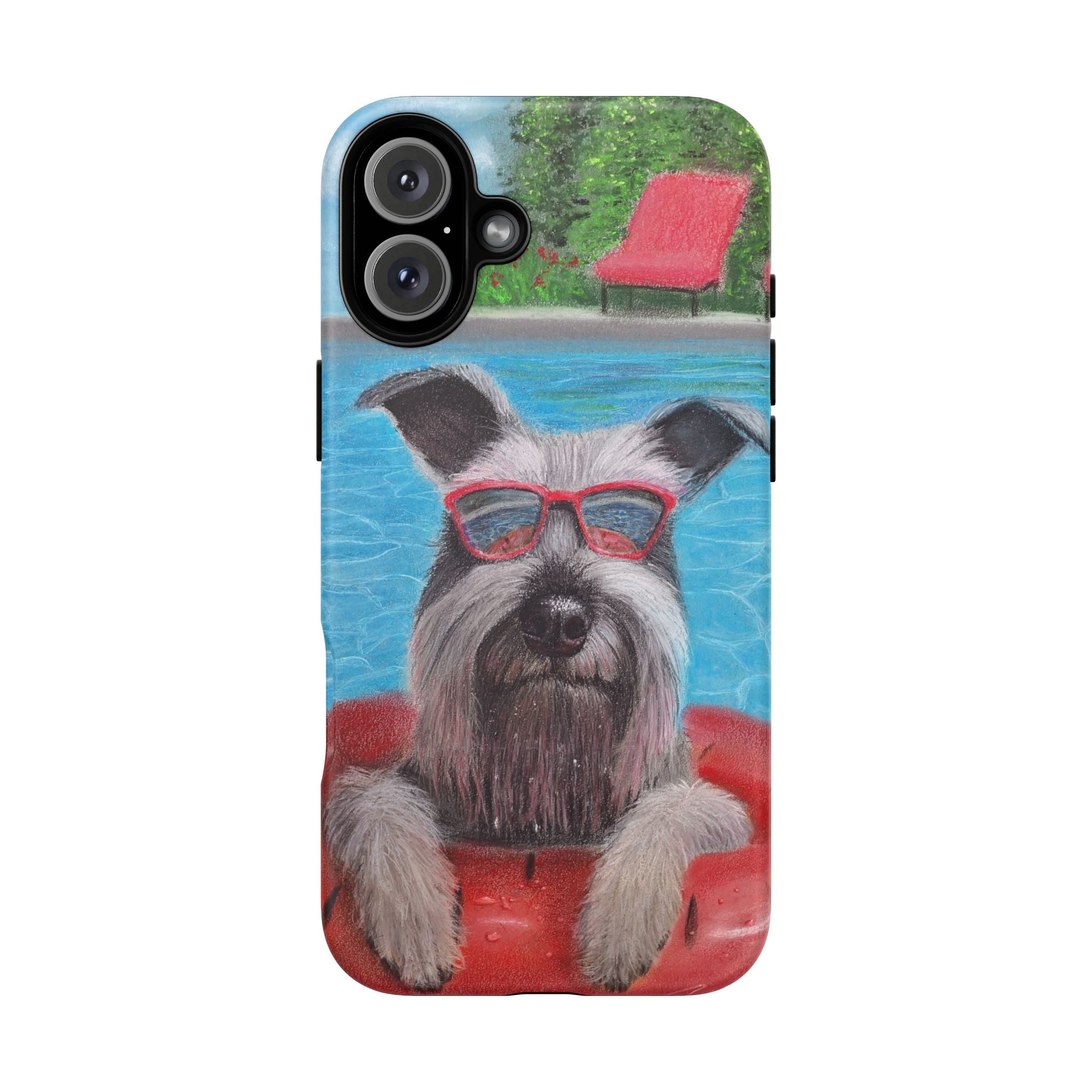"Cool in the Pool" Phone Case — Cute Schnauzer in the Sun