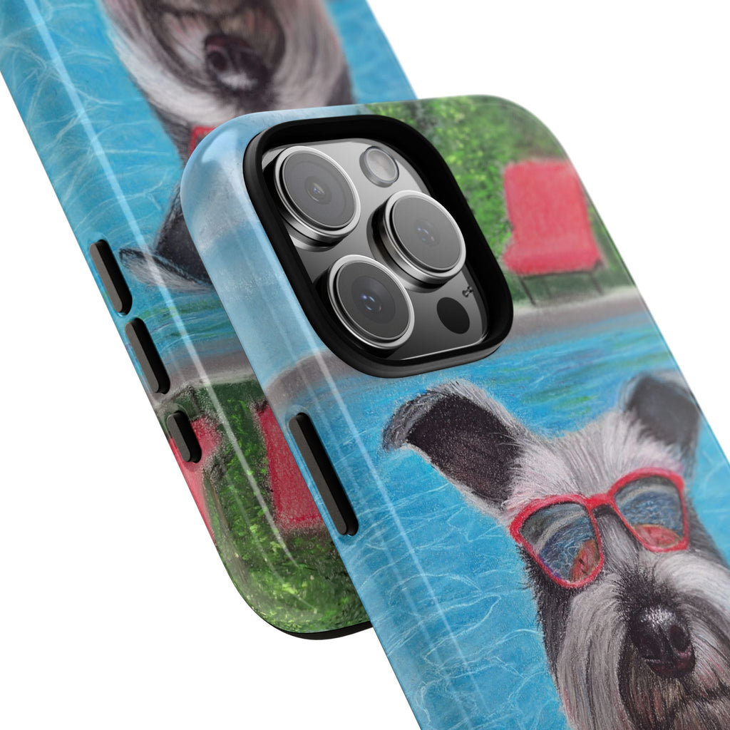 "Cool in the Pool" Phone Case — Cute Schnauzer in the Sun