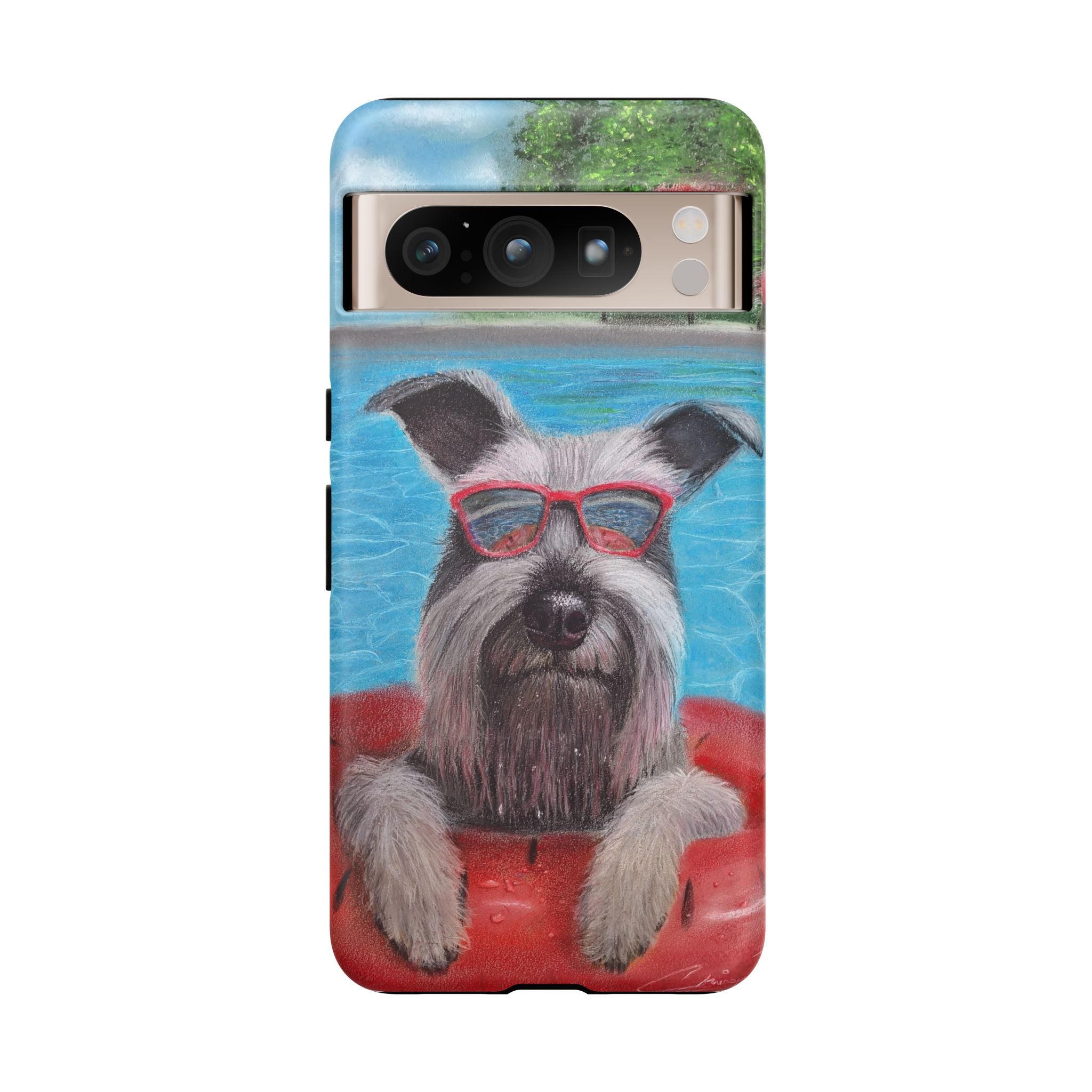"Cool in the Pool" Phone Case — Cute Schnauzer in the Sun