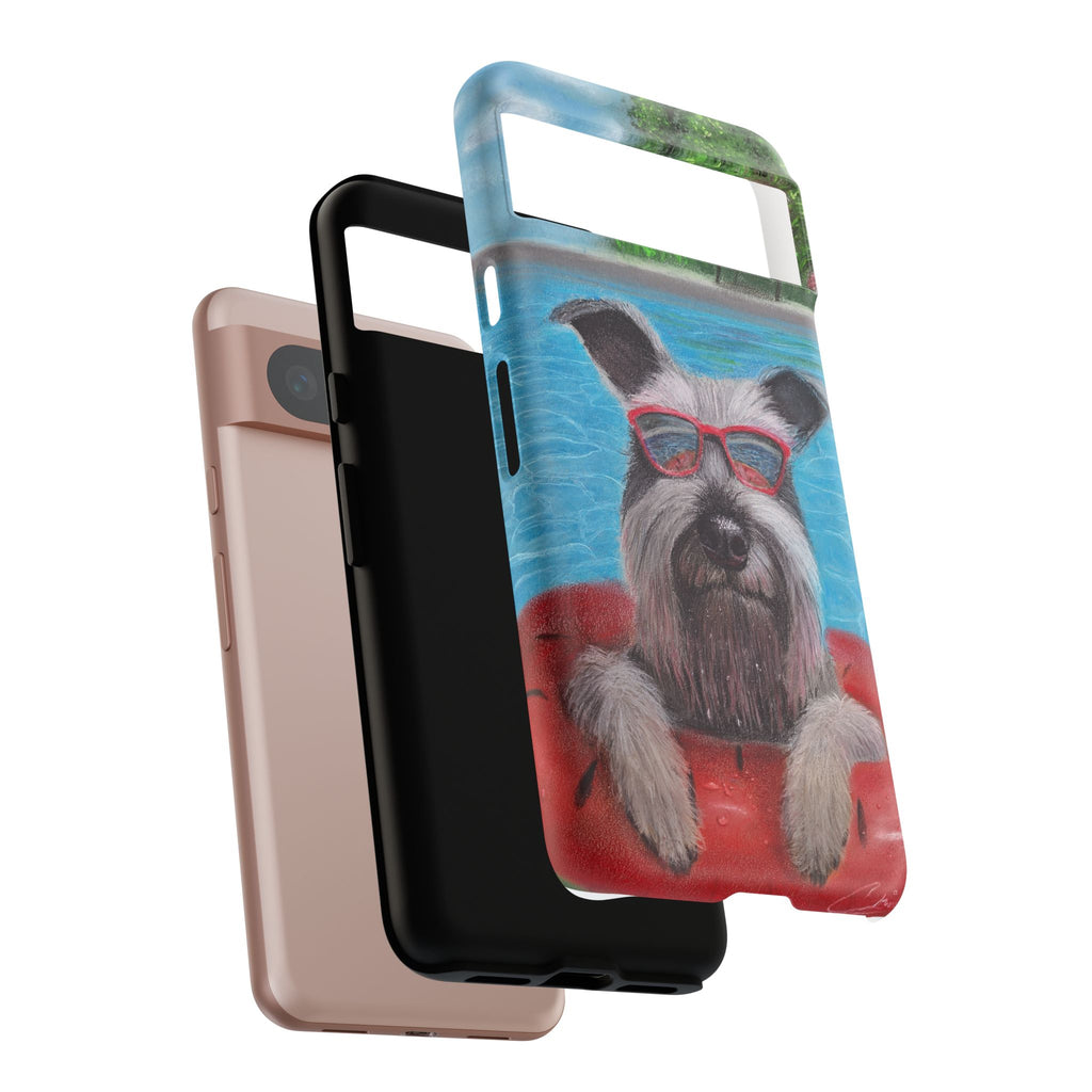"Cool in the Pool" Phone Case — Cute Schnauzer in the Sun