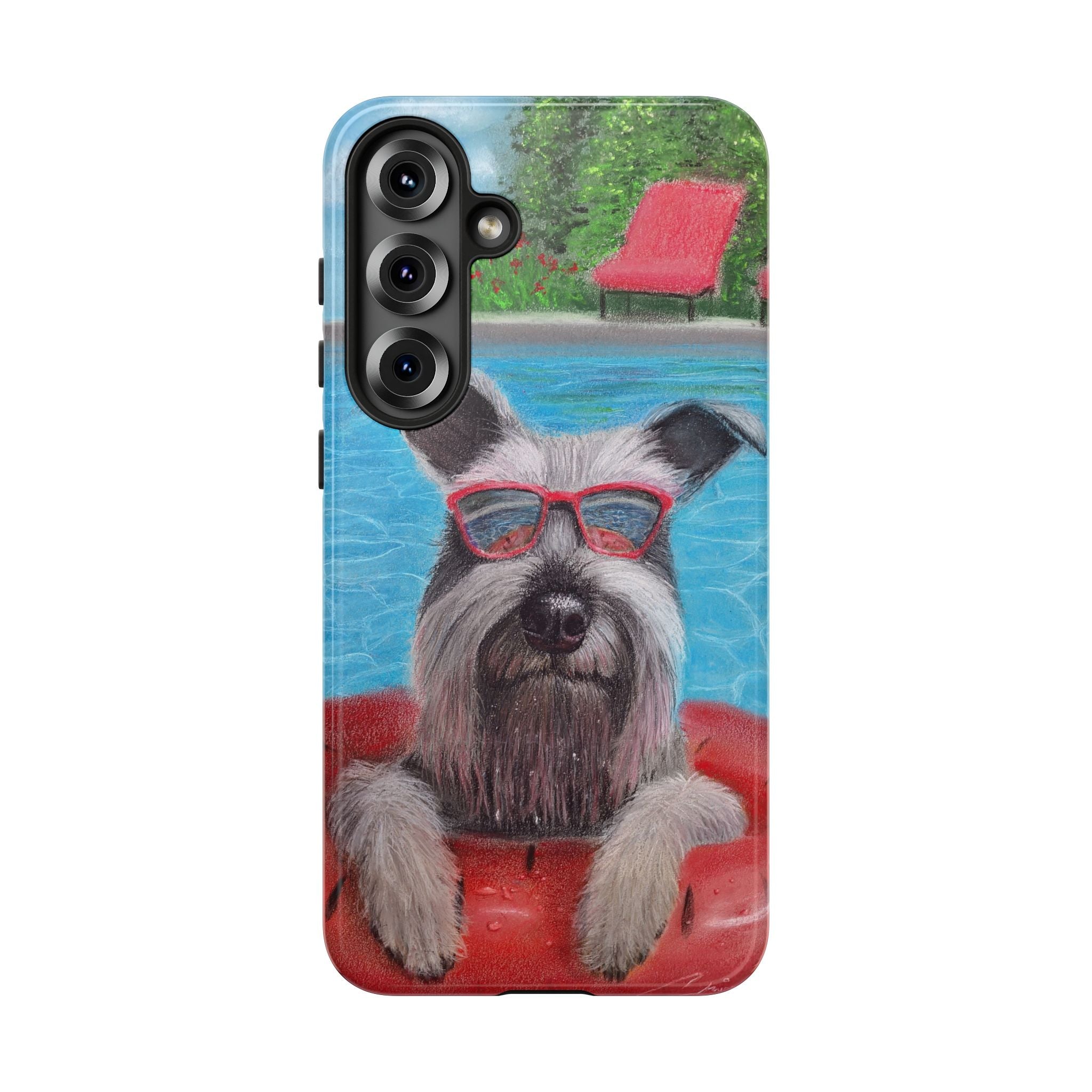 "Cool in the Pool" Phone Case — Cute Schnauzer in the Sun