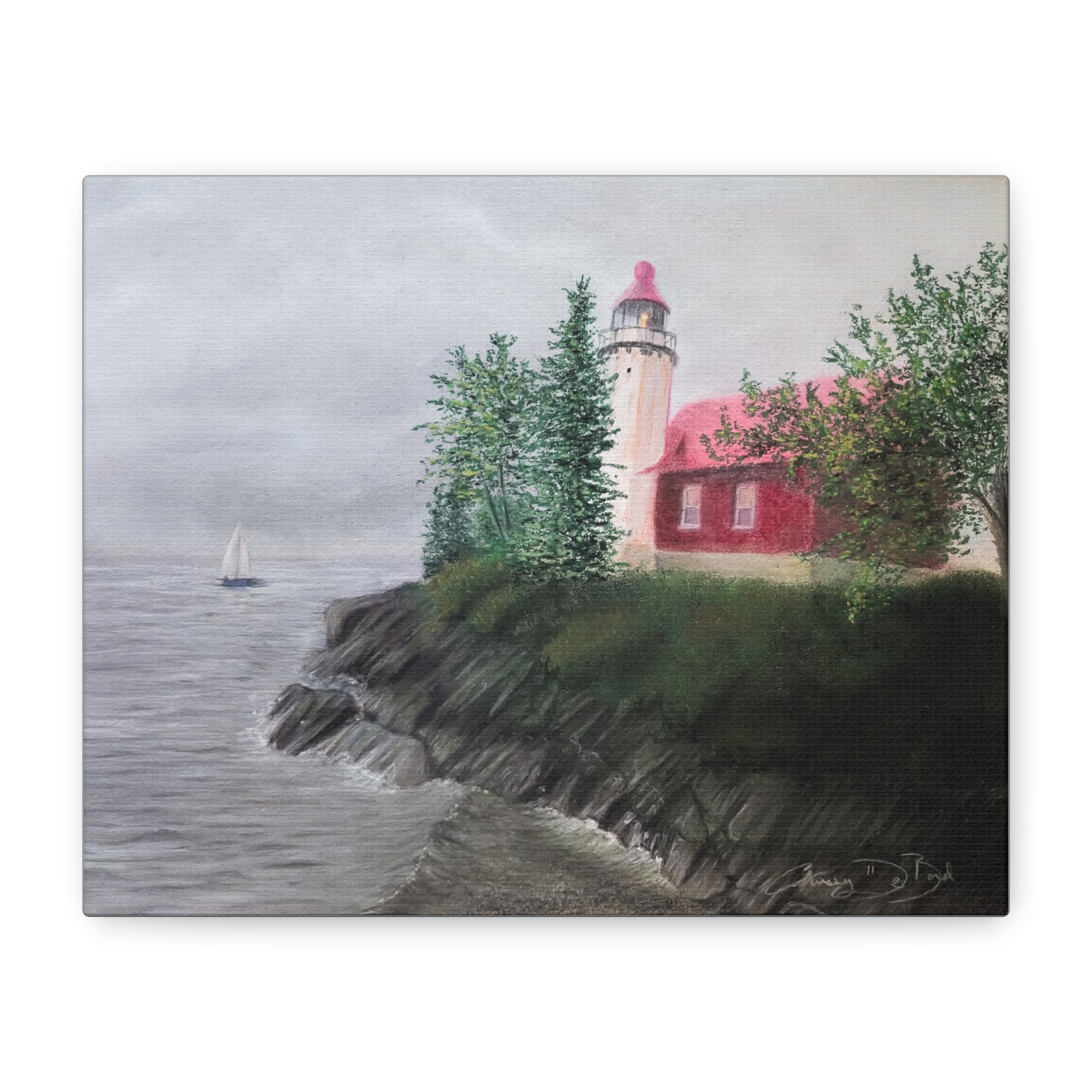 Lighthouse Coastal Canvas Print — Matte Stretched Wall Art