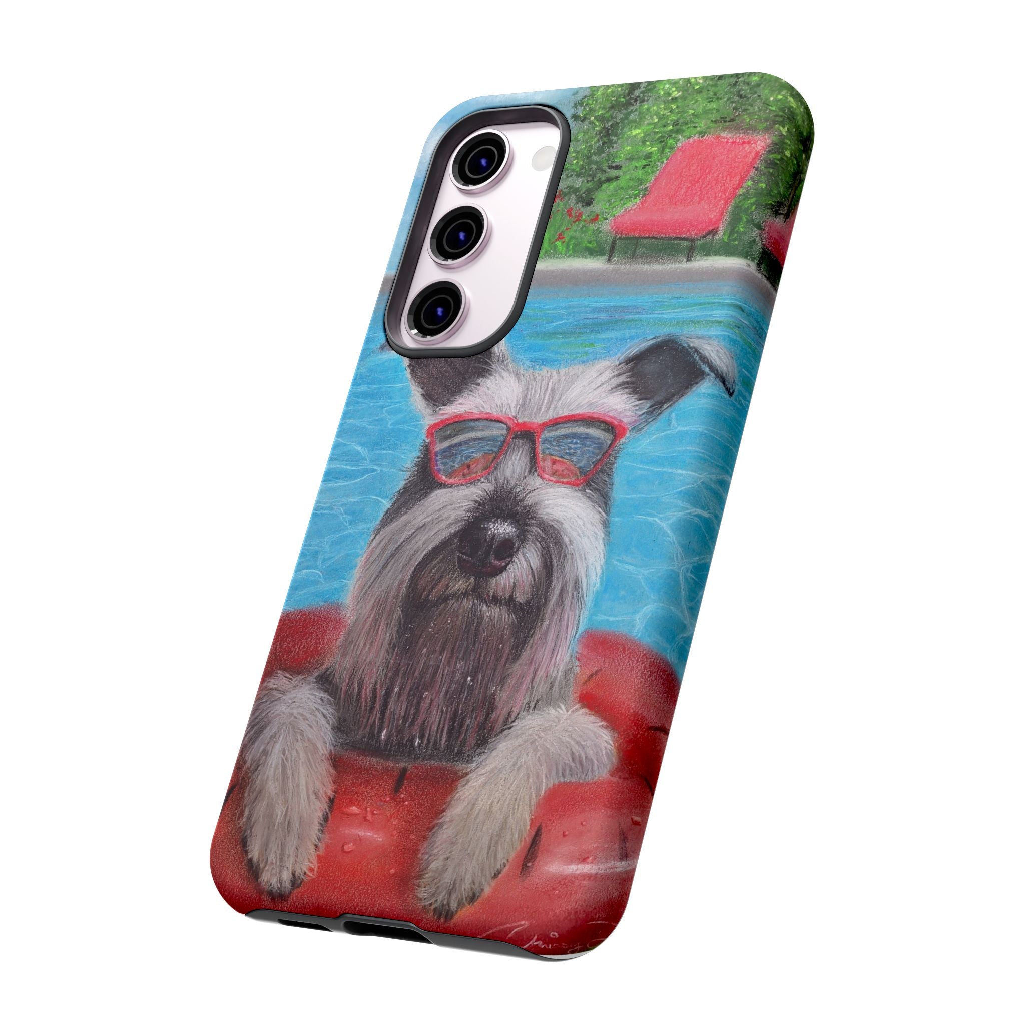 "Cool in the Pool" Phone Case — Cute Schnauzer in the Sun