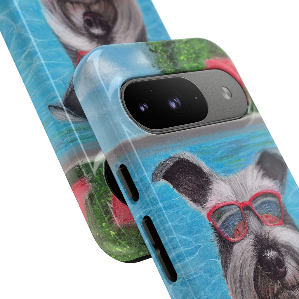 "Cool in the Pool" Phone Case — Cute Schnauzer in the Sun