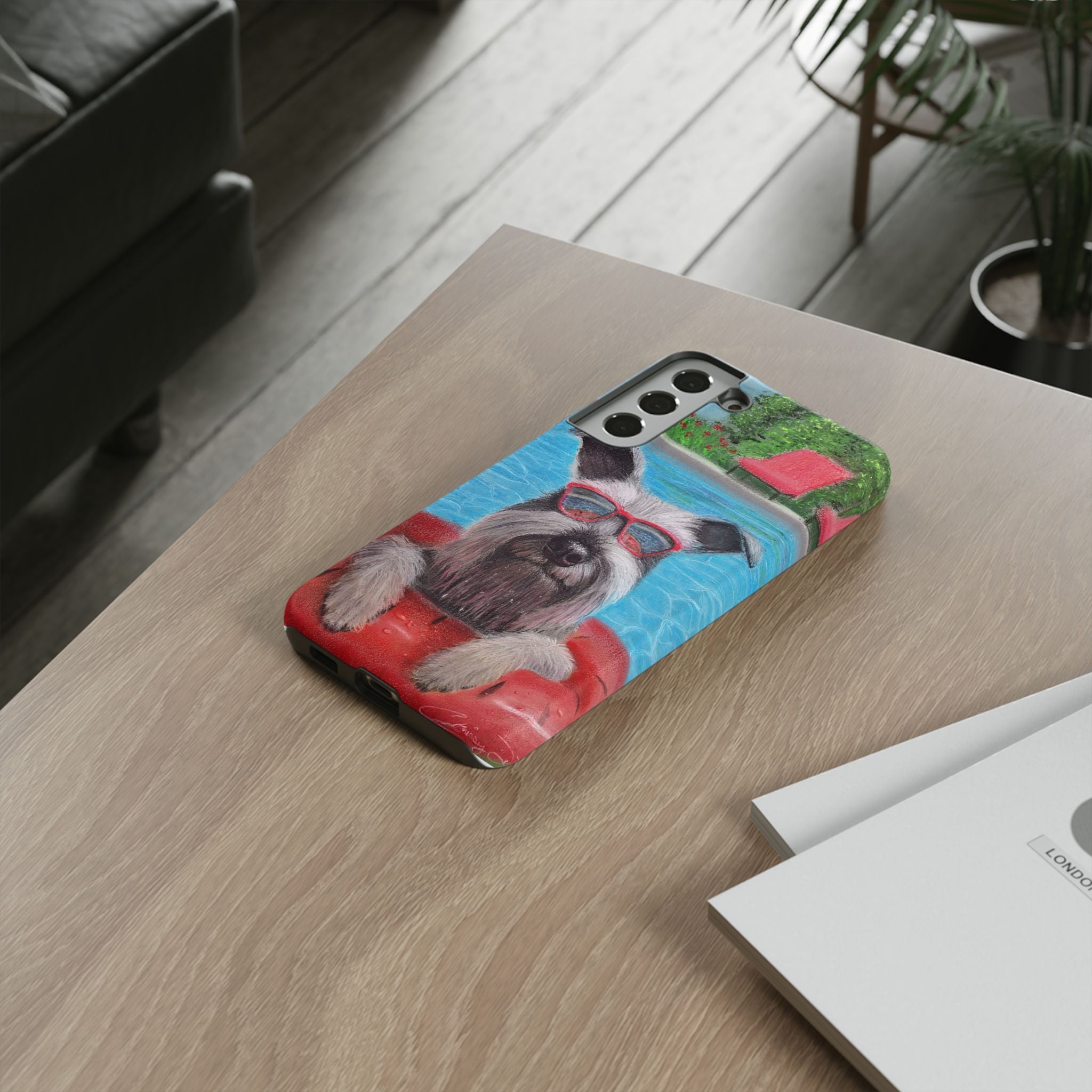 "Cool in the Pool" Phone Case — Cute Schnauzer in the Sun
