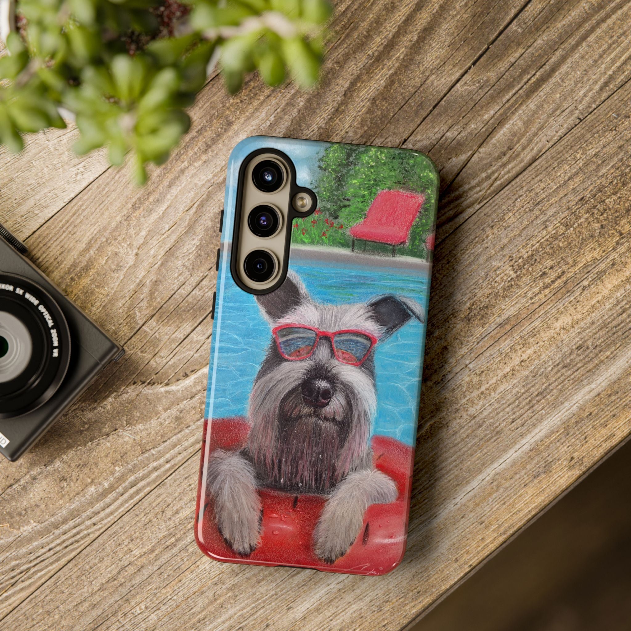 "Cool in the Pool" Phone Case — Cute Schnauzer in the Sun