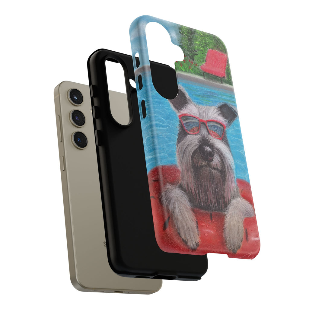 "Cool in the Pool" Phone Case — Cute Schnauzer in the Sun