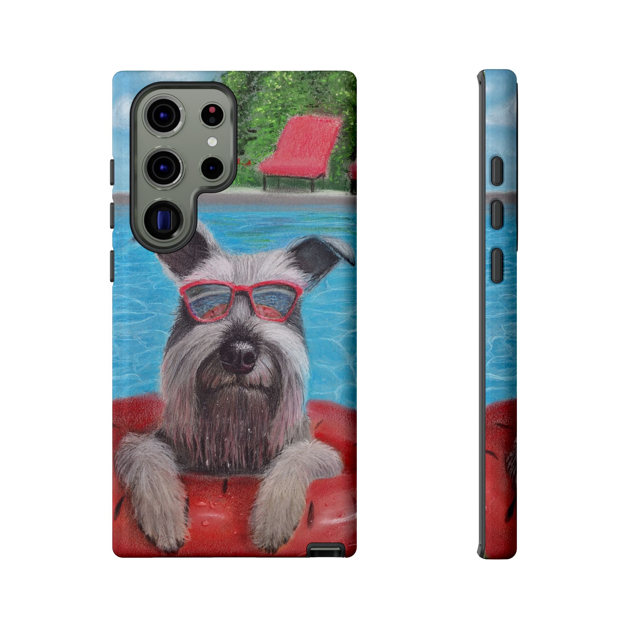 "Cool in the Pool" Phone Case — Cute Schnauzer in the Sun