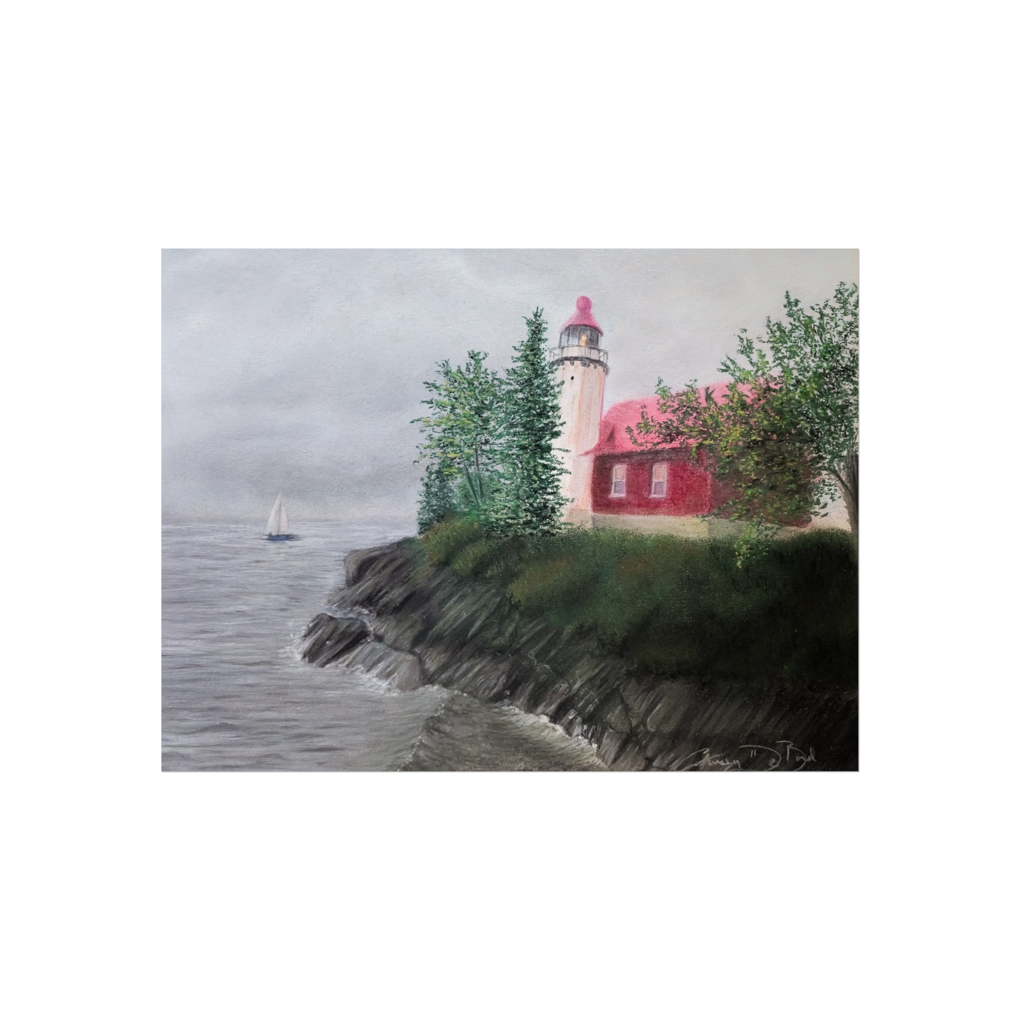 Lighthouse Cliff Fine Art Poster — Coastal Seascape Print