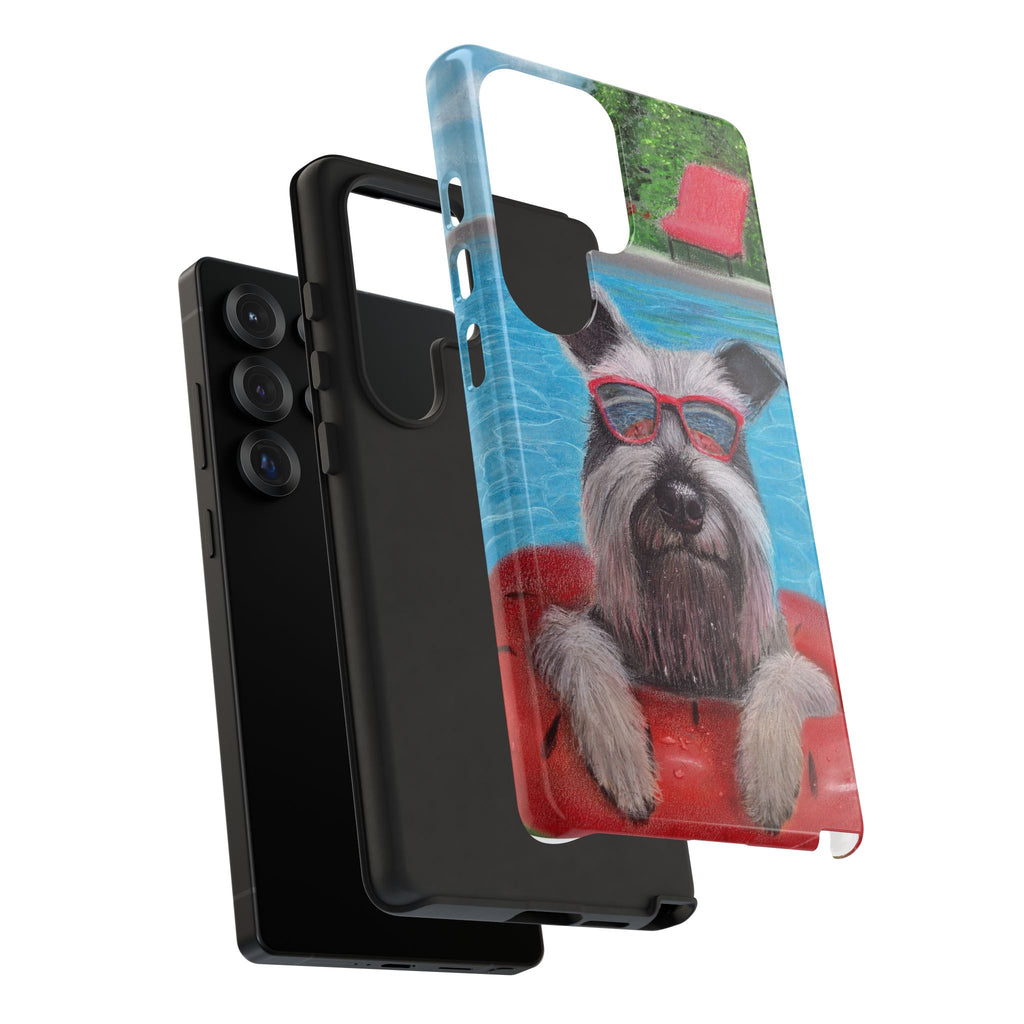 "Cool in the Pool" Phone Case — Cute Schnauzer in the Sun