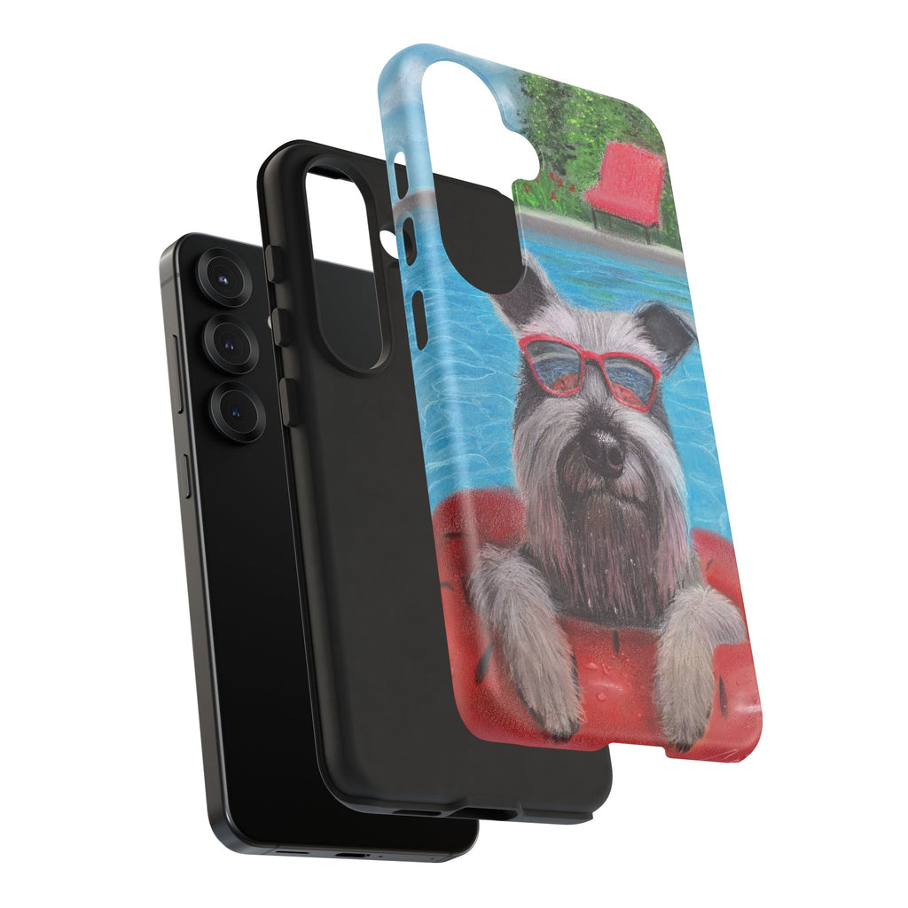 "Cool in the Pool" Phone Case — Cute Schnauzer in the Sun
