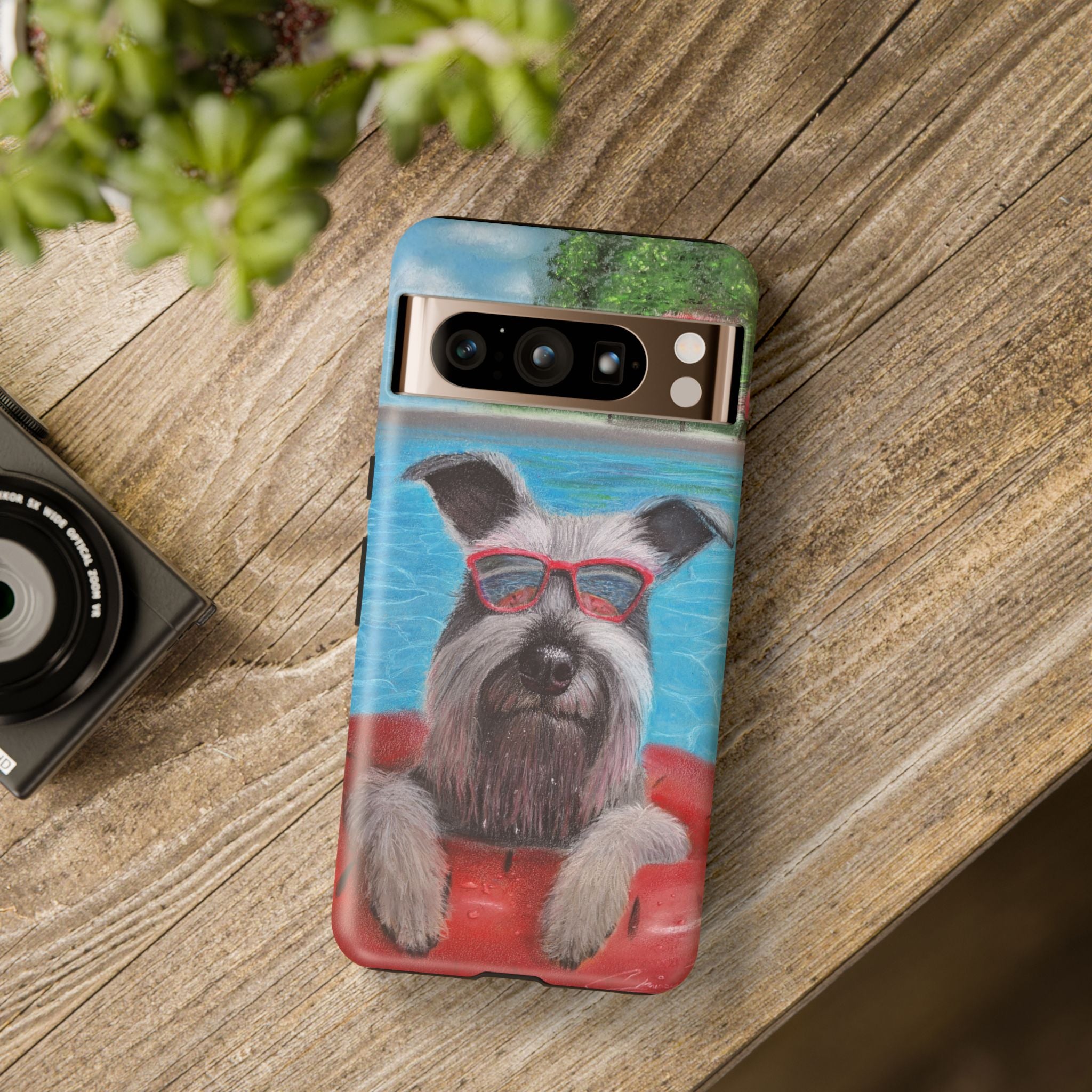 "Cool in the Pool" Phone Case — Cute Schnauzer in the Sun