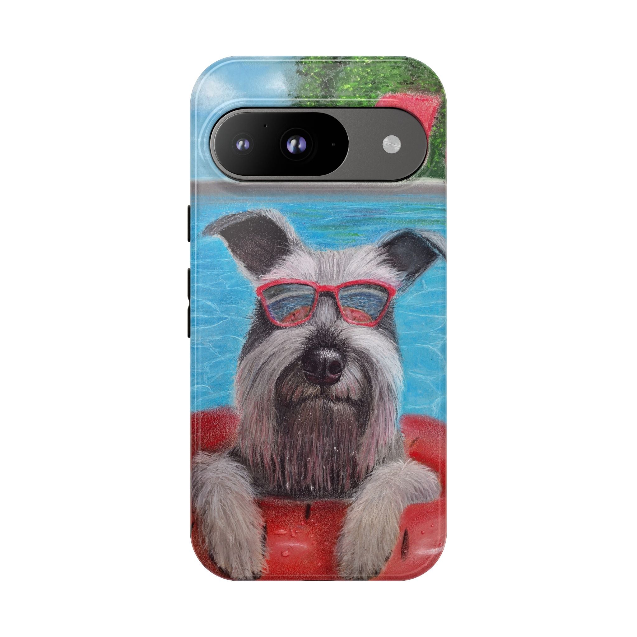 "Cool in the Pool" Phone Case — Cute Schnauzer in the Sun