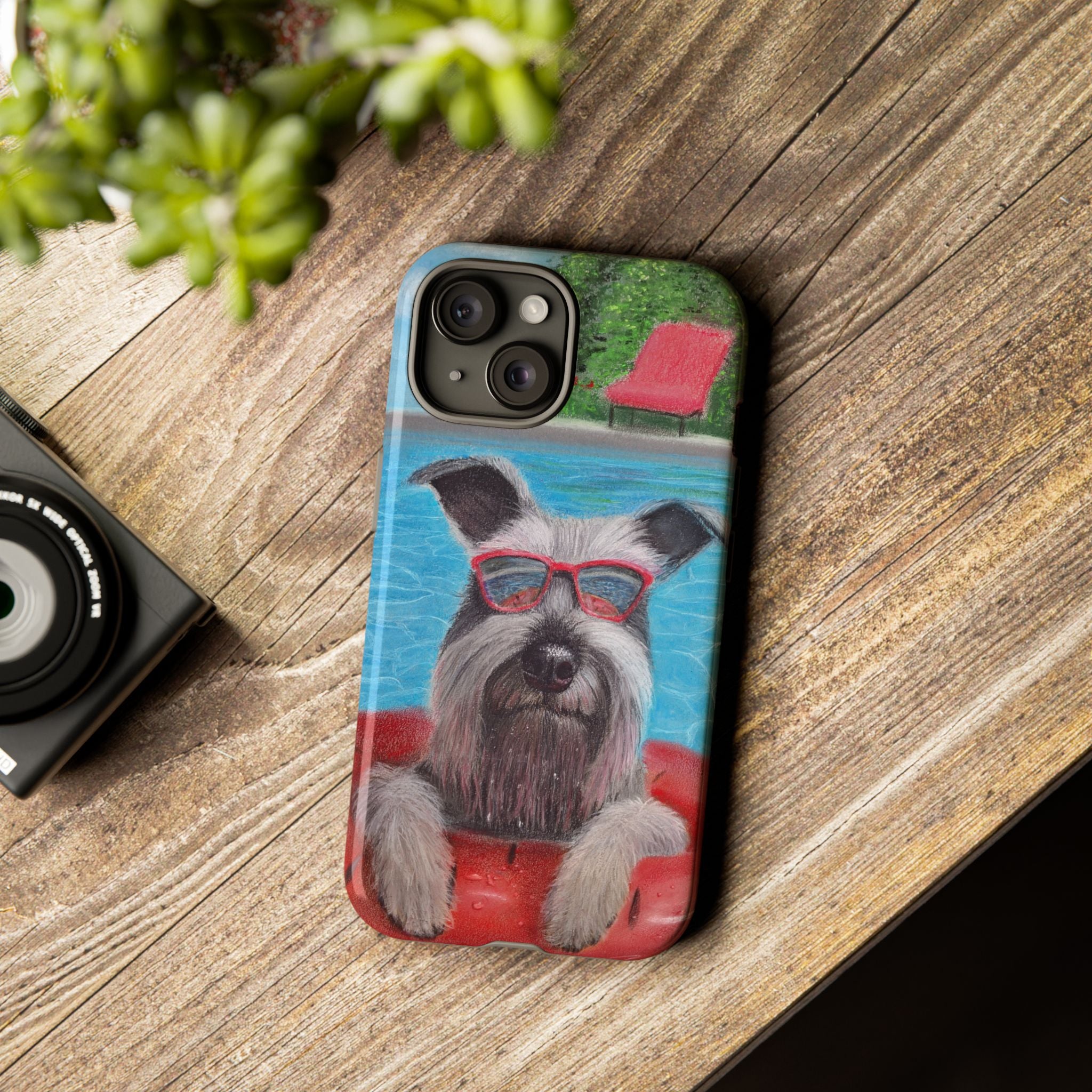 "Cool in the Pool" Phone Case — Cute Schnauzer in the Sun