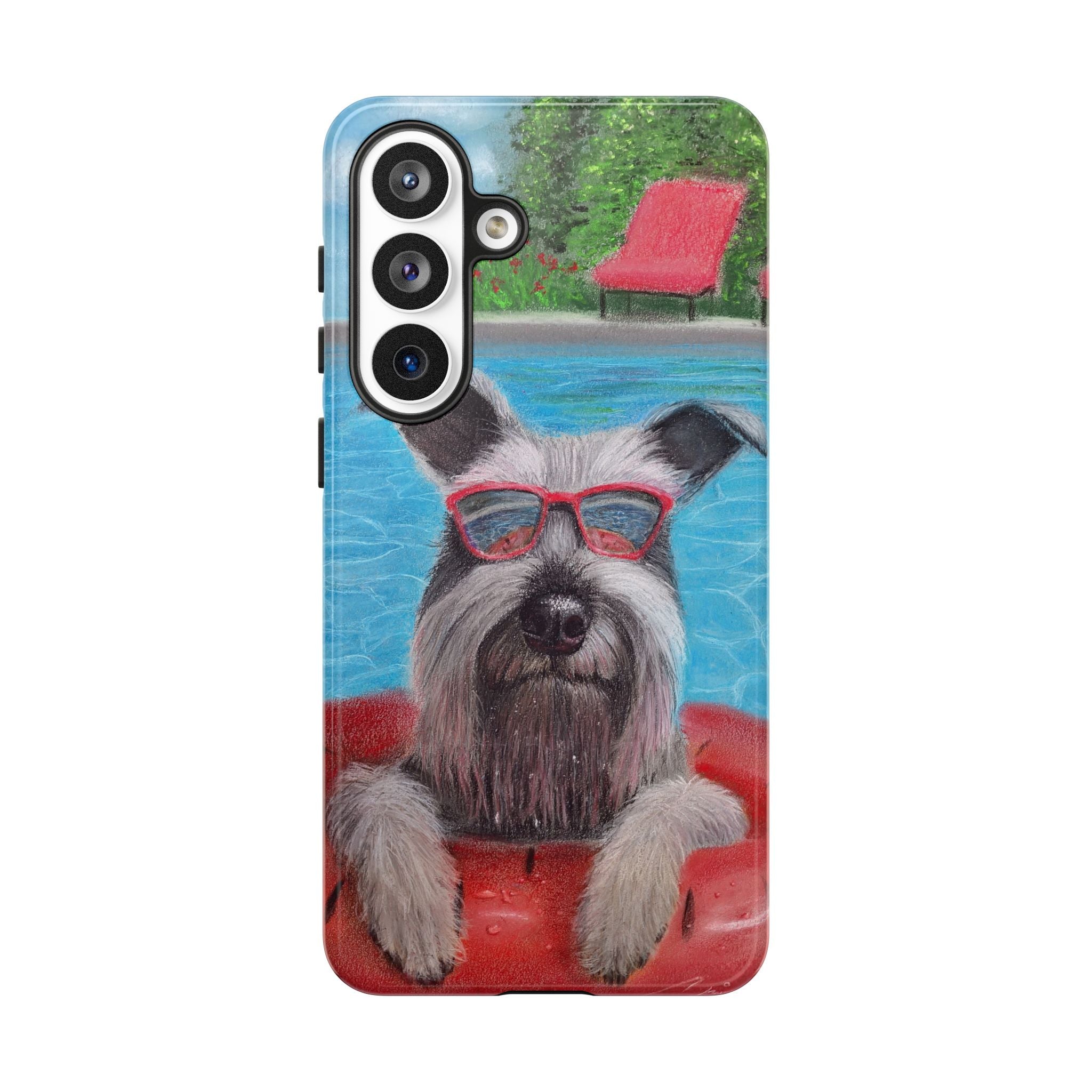 "Cool in the Pool" Phone Case — Cute Schnauzer in the Sun