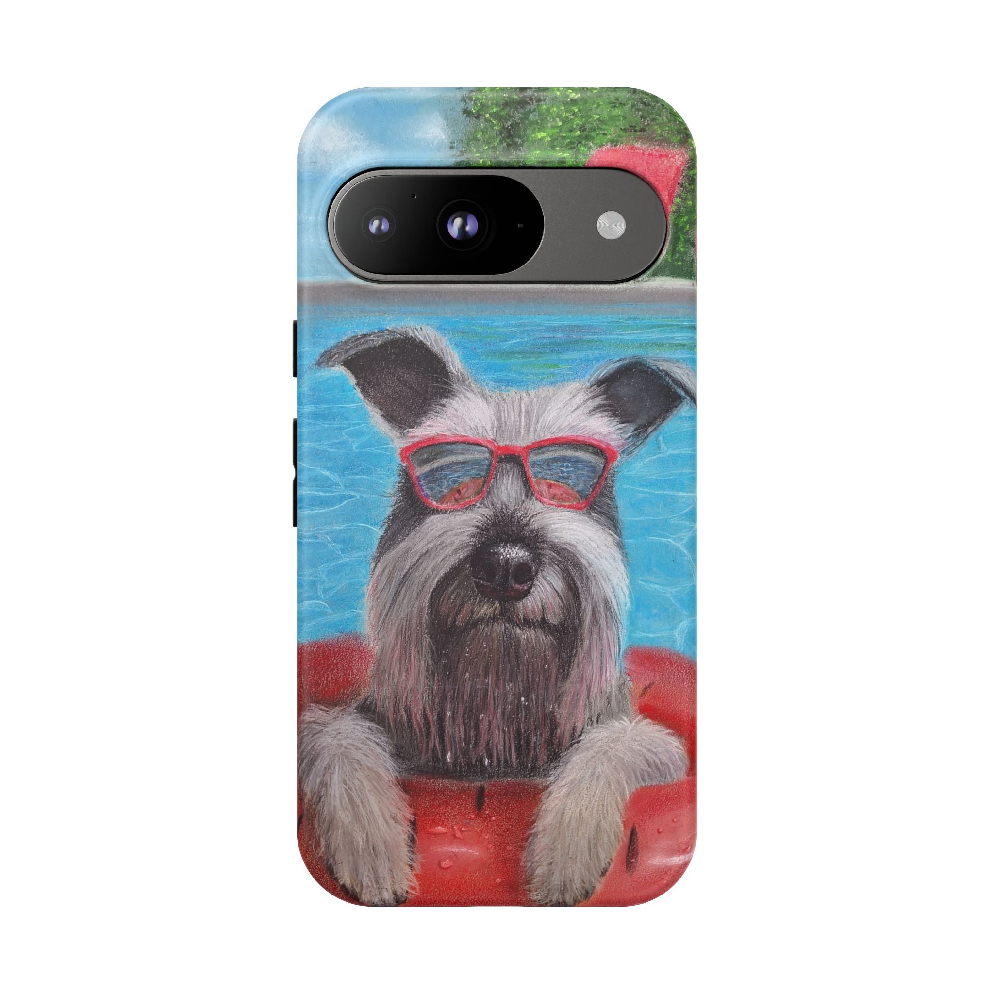 "Cool in the Pool" Phone Case — Cute Schnauzer in the Sun