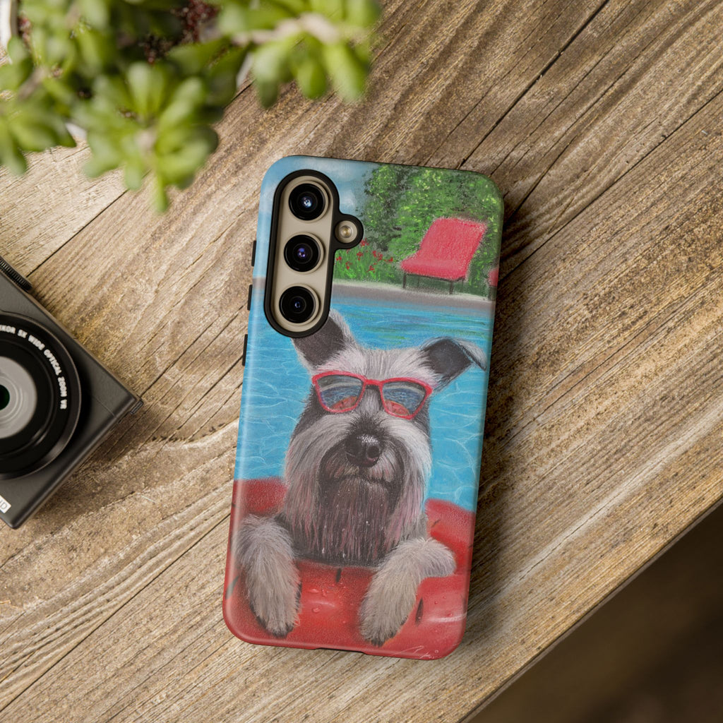 "Cool in the Pool" Phone Case — Cute Schnauzer in the Sun