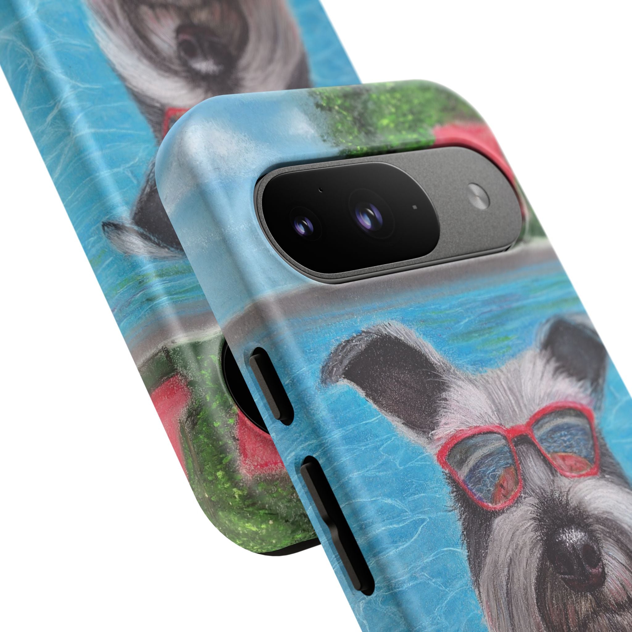 "Cool in the Pool" Phone Case — Cute Schnauzer in the Sun