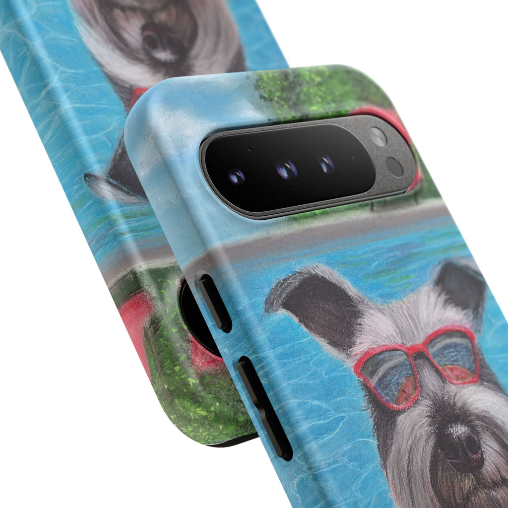 "Cool in the Pool" Phone Case — Cute Schnauzer in the Sun