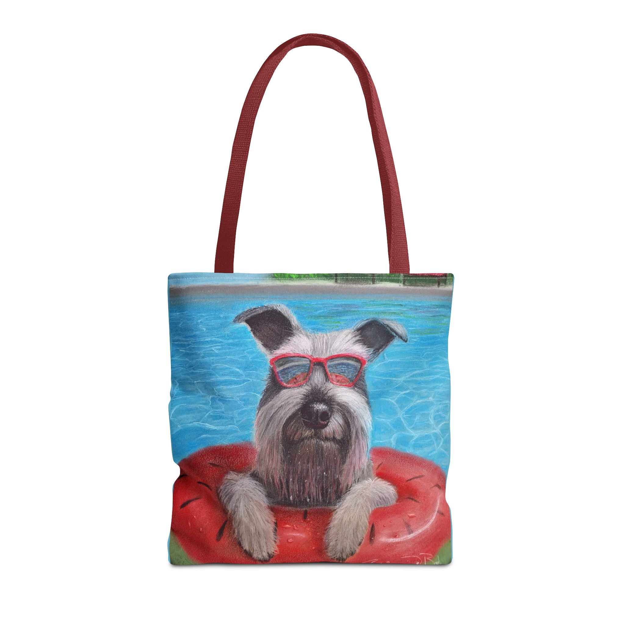 "Cool in the Pool" Schnauzer Beach Tote Bag