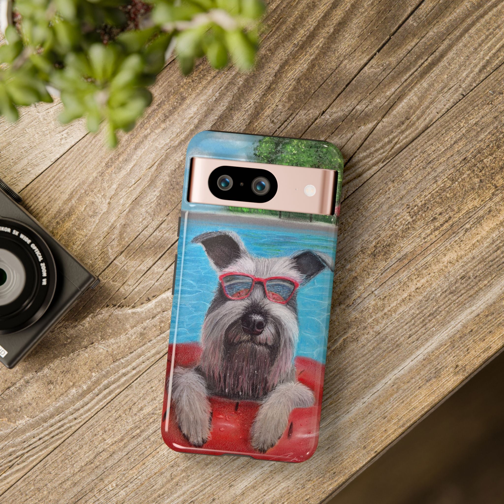"Cool in the Pool" Phone Case — Cute Schnauzer in the Sun
