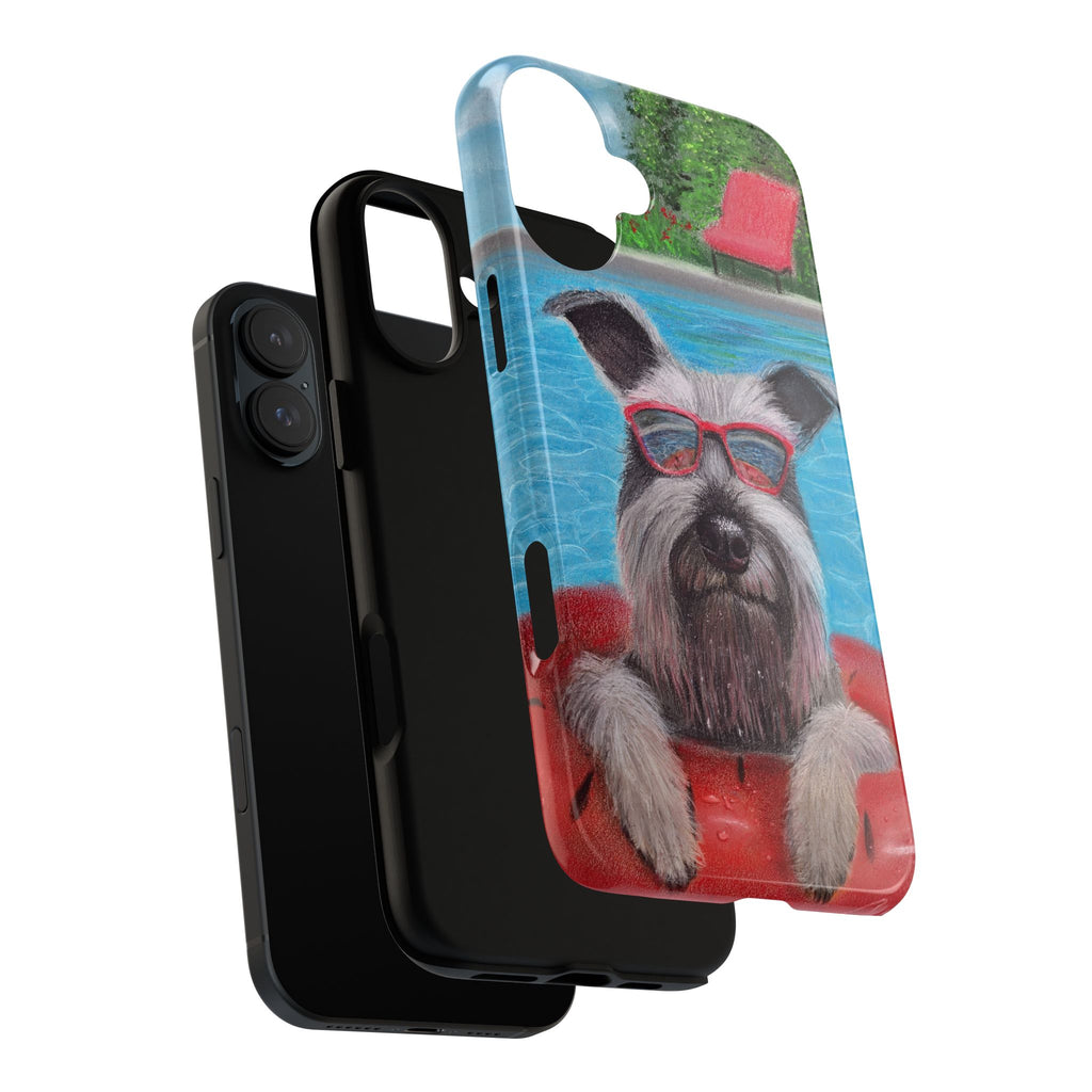 "Cool in the Pool" Phone Case — Cute Schnauzer in the Sun