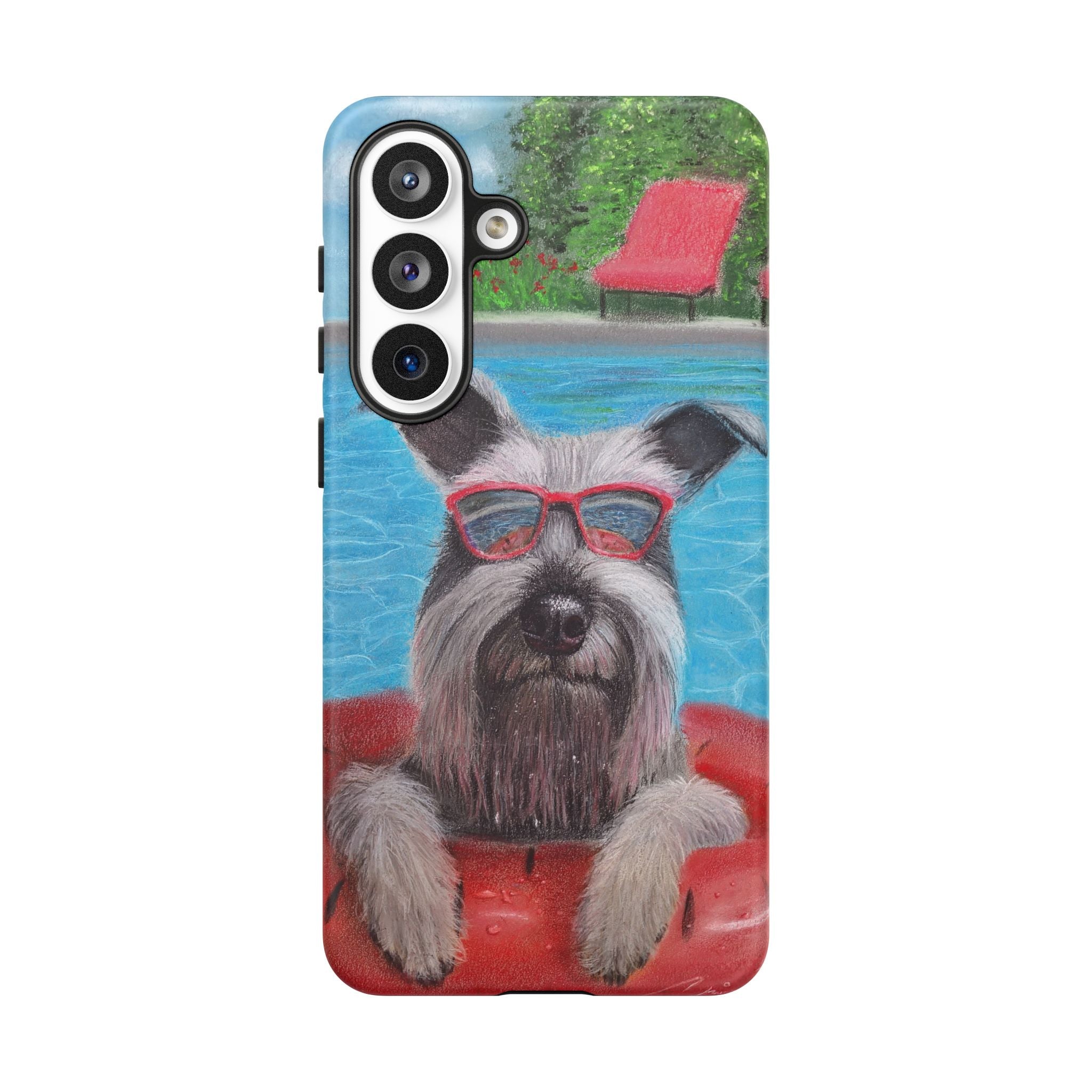 "Cool in the Pool" Phone Case — Cute Schnauzer in the Sun