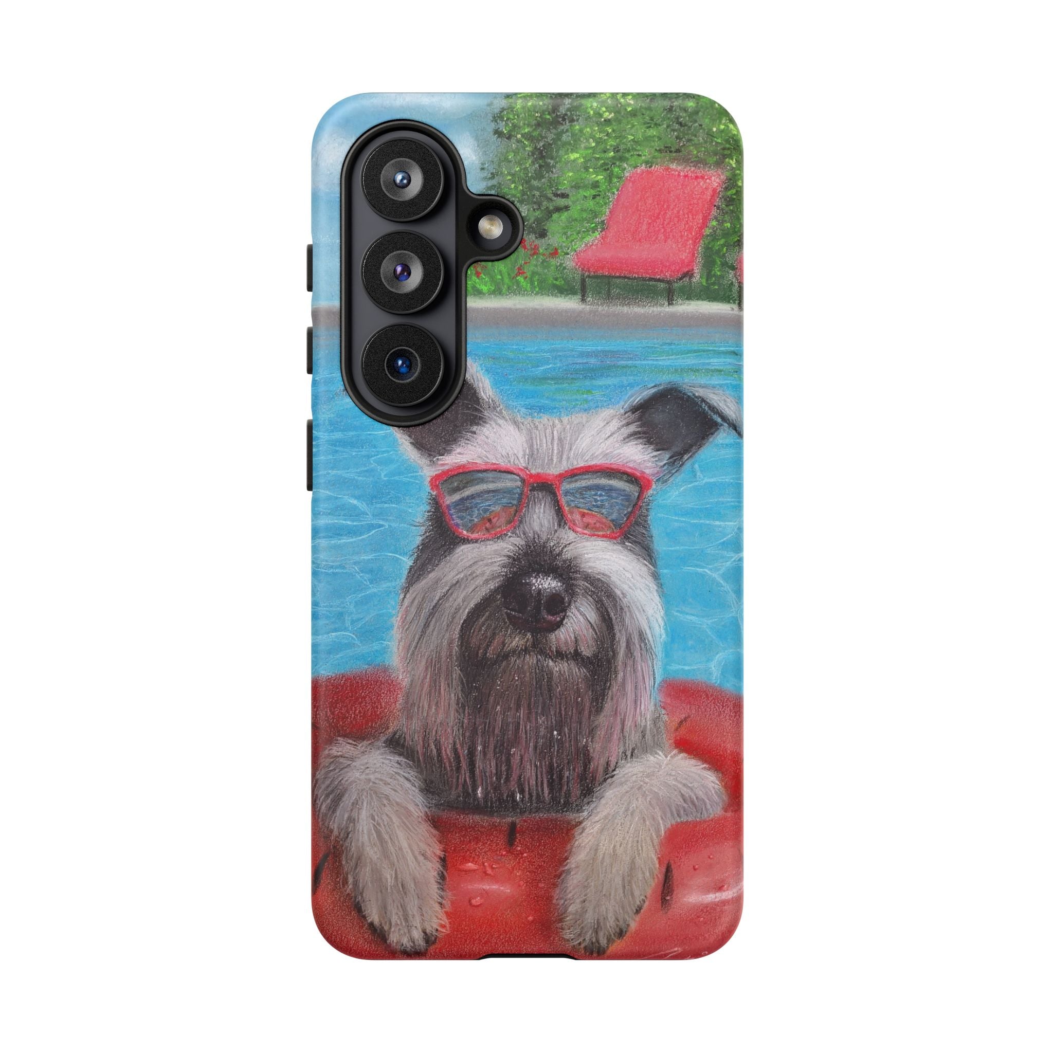 "Cool in the Pool" Phone Case — Cute Schnauzer in the Sun