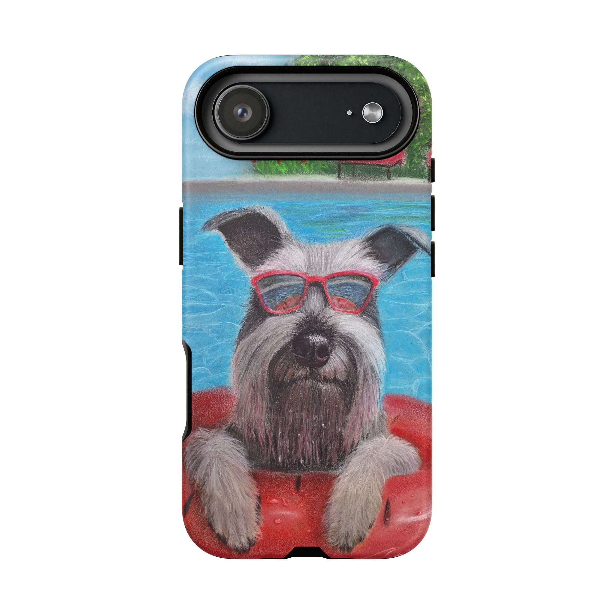"Cool in the Pool" Phone Case — Cute Schnauzer in the Sun