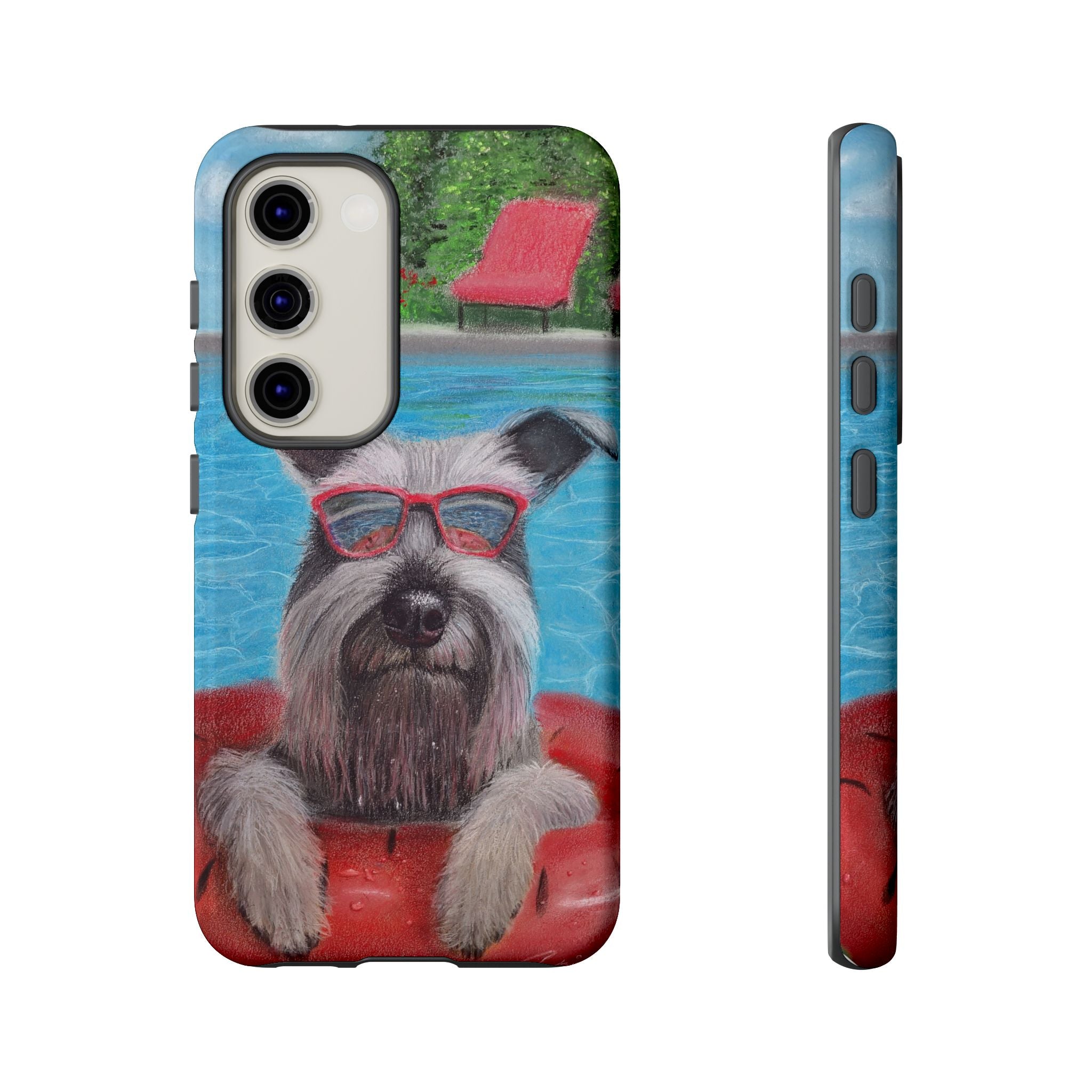 "Cool in the Pool" Phone Case — Cute Schnauzer in the Sun