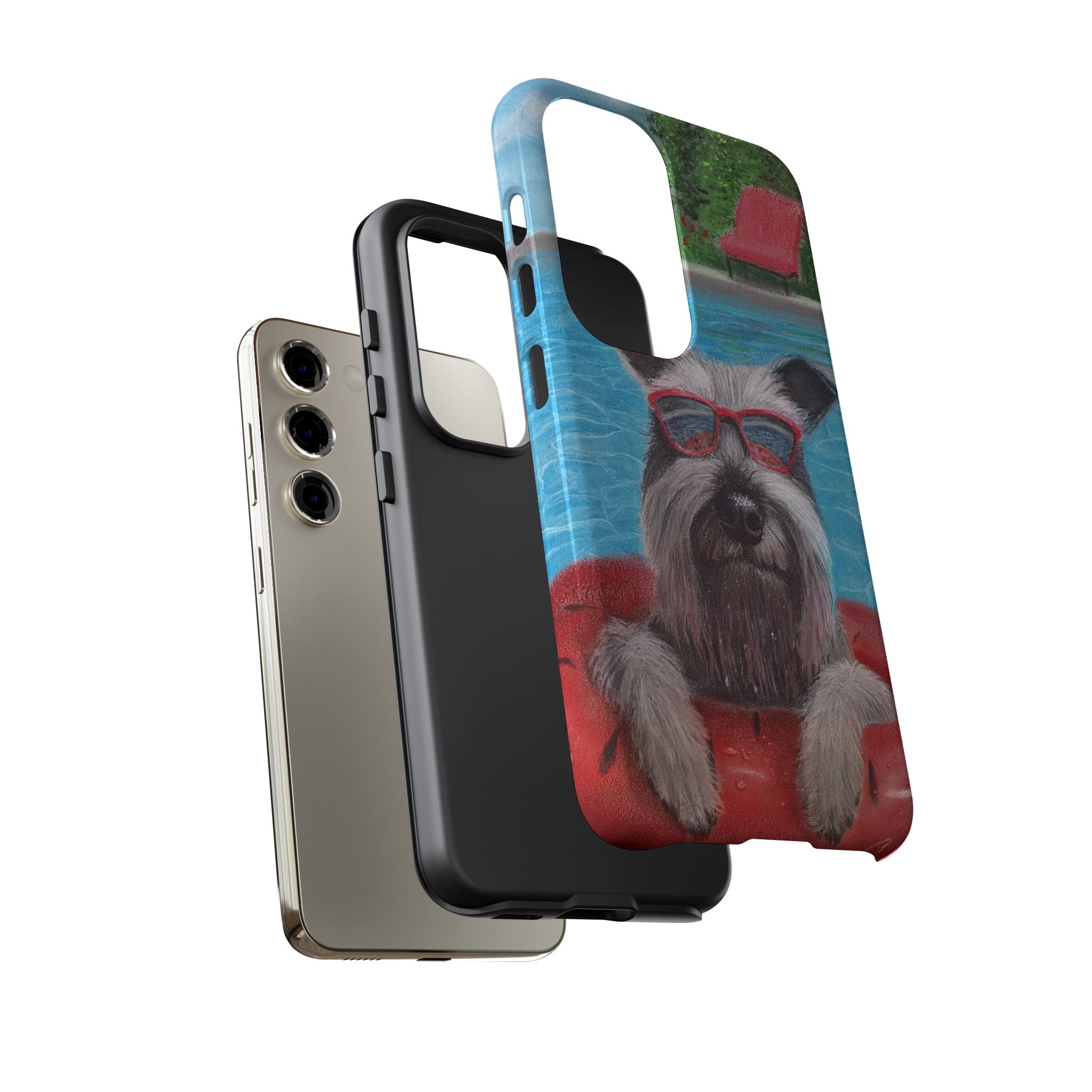 "Cool in the Pool" Phone Case — Cute Schnauzer in the Sun