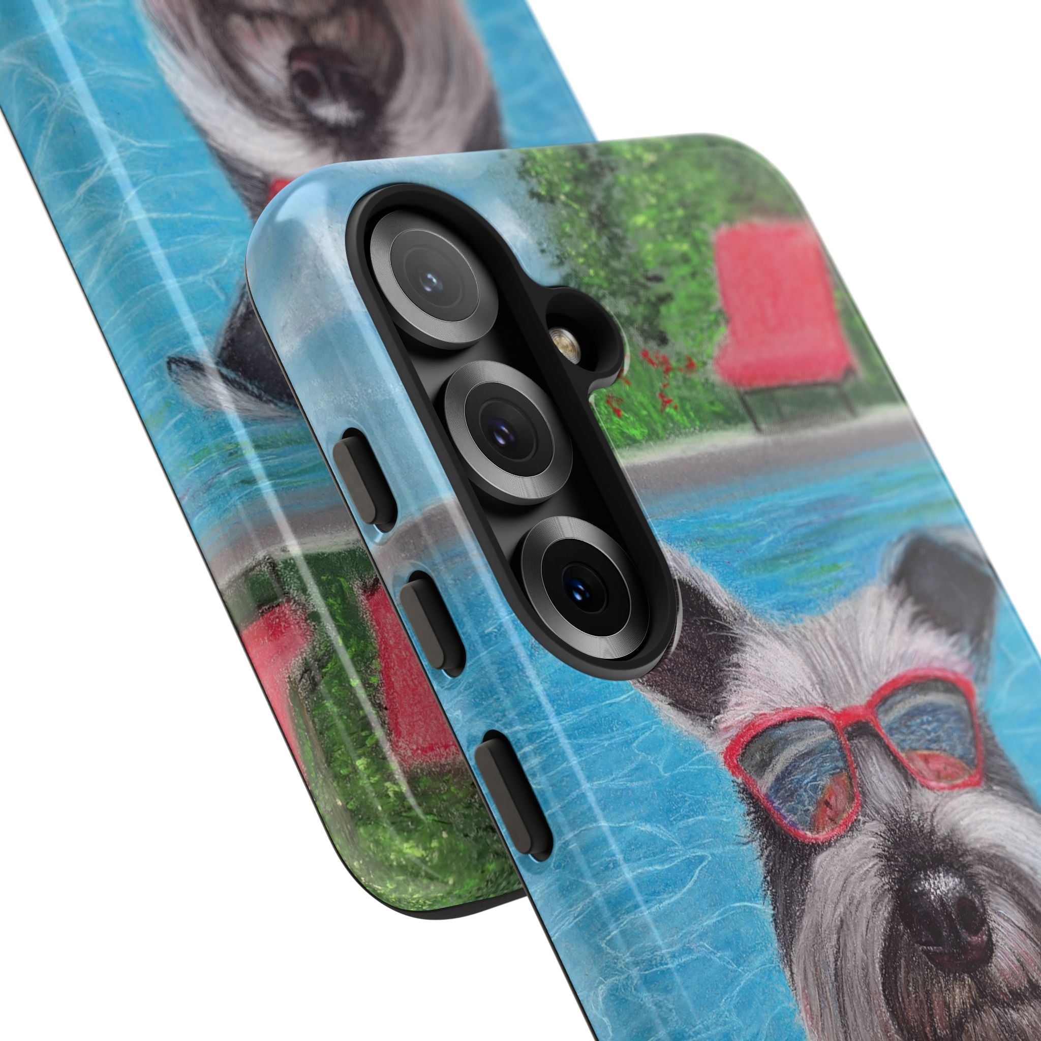 "Cool in the Pool" Phone Case — Cute Schnauzer in the Sun