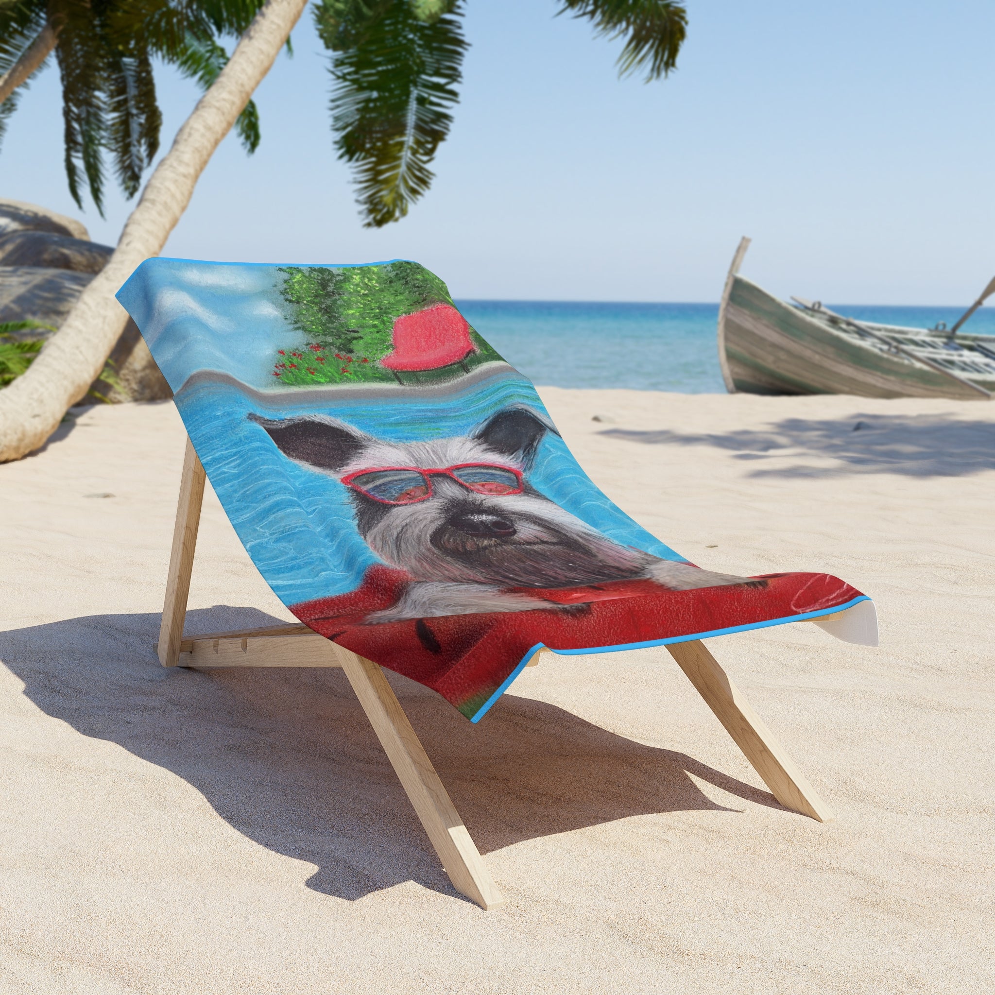 "Cool in the Pool" Beach Towel – Cute Schnauzer Pool Float Summer Towel