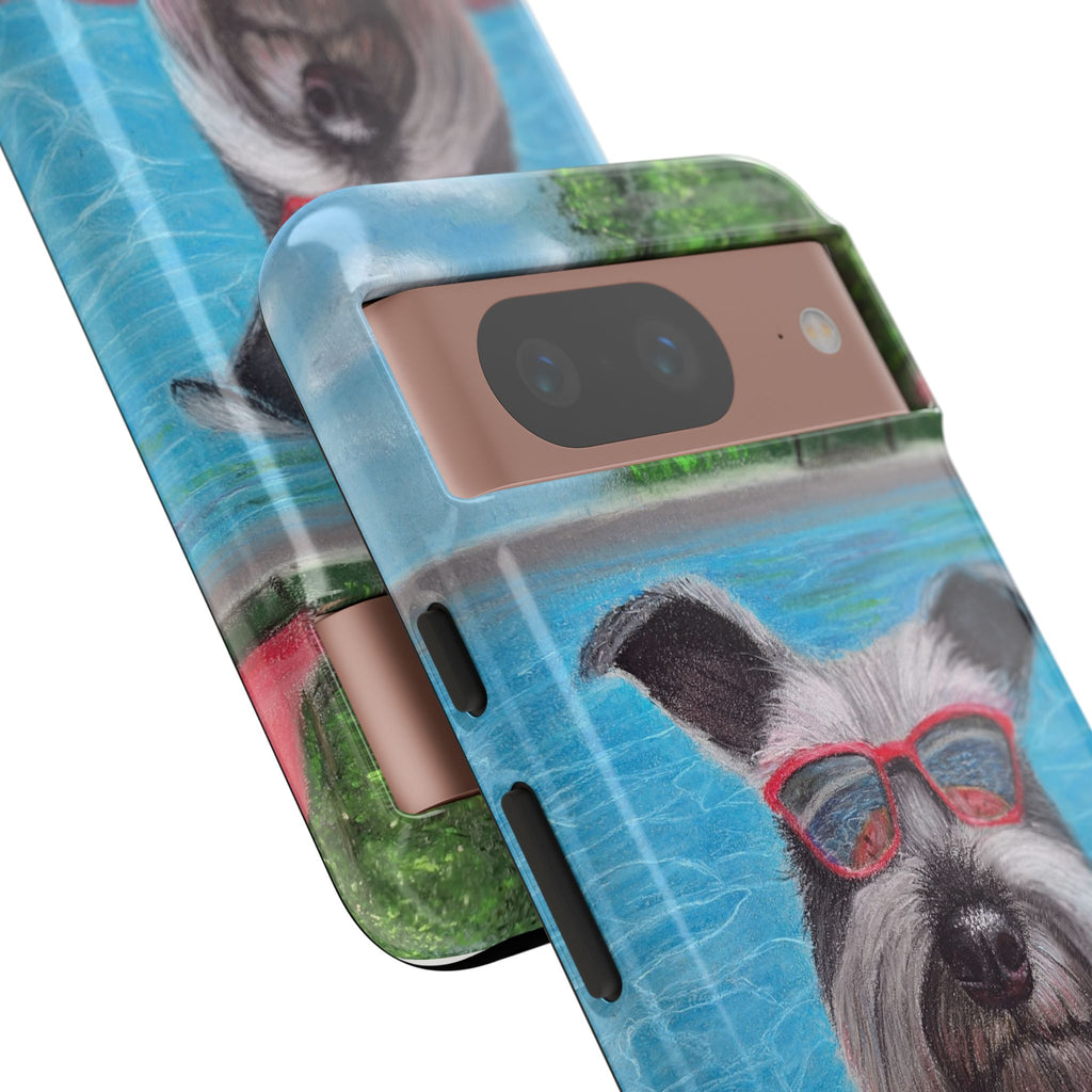 "Cool in the Pool" Phone Case — Cute Schnauzer in the Sun