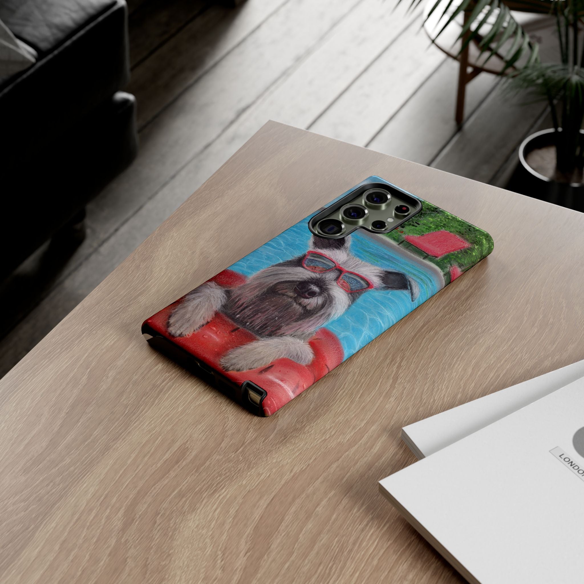 "Cool in the Pool" Phone Case — Cute Schnauzer in the Sun