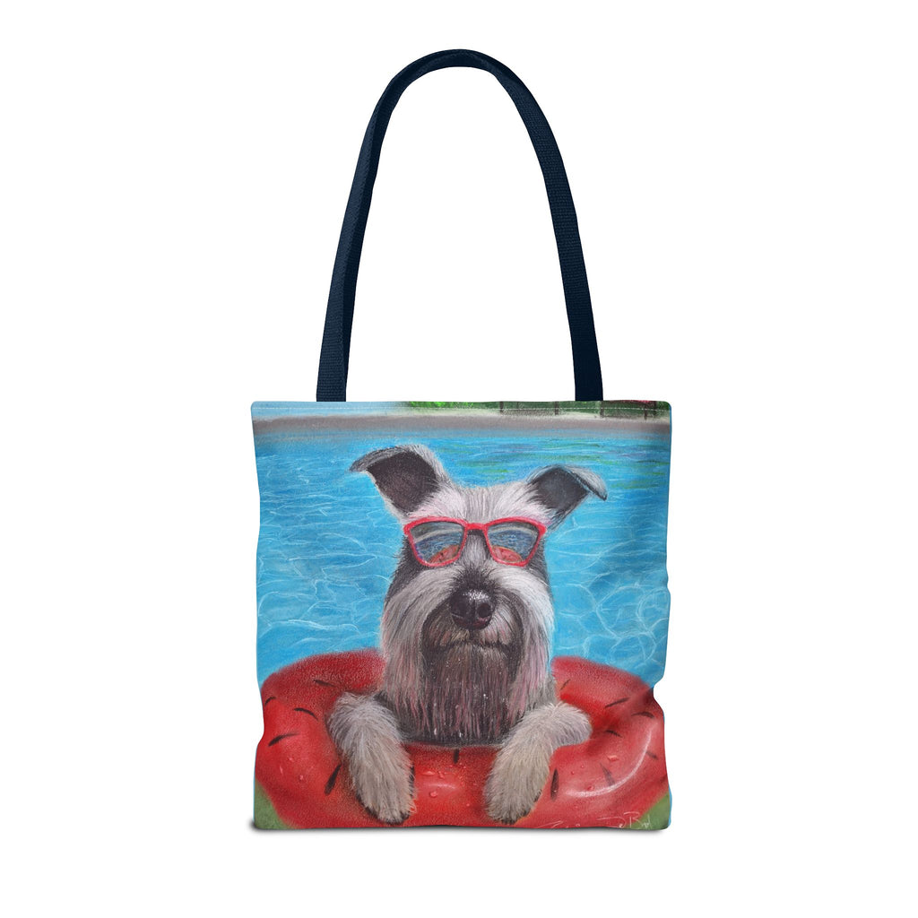"Cool in the Pool" Schnauzer Beach Tote Bag