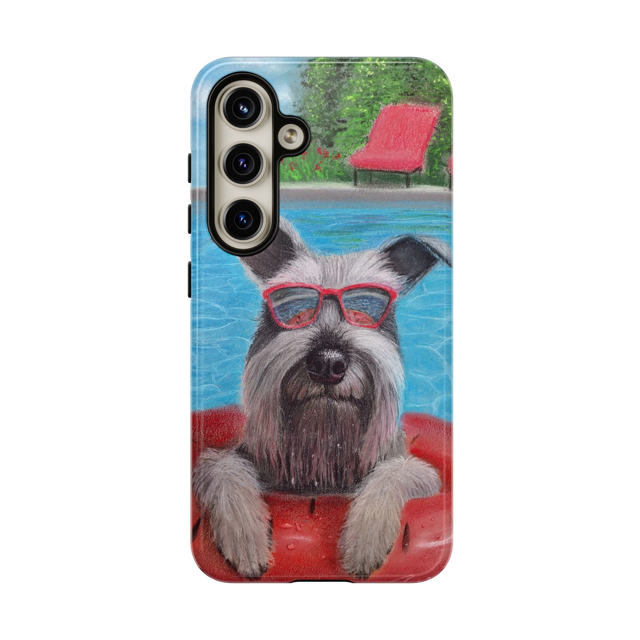 "Cool in the Pool" Phone Case — Cute Schnauzer in the Sun