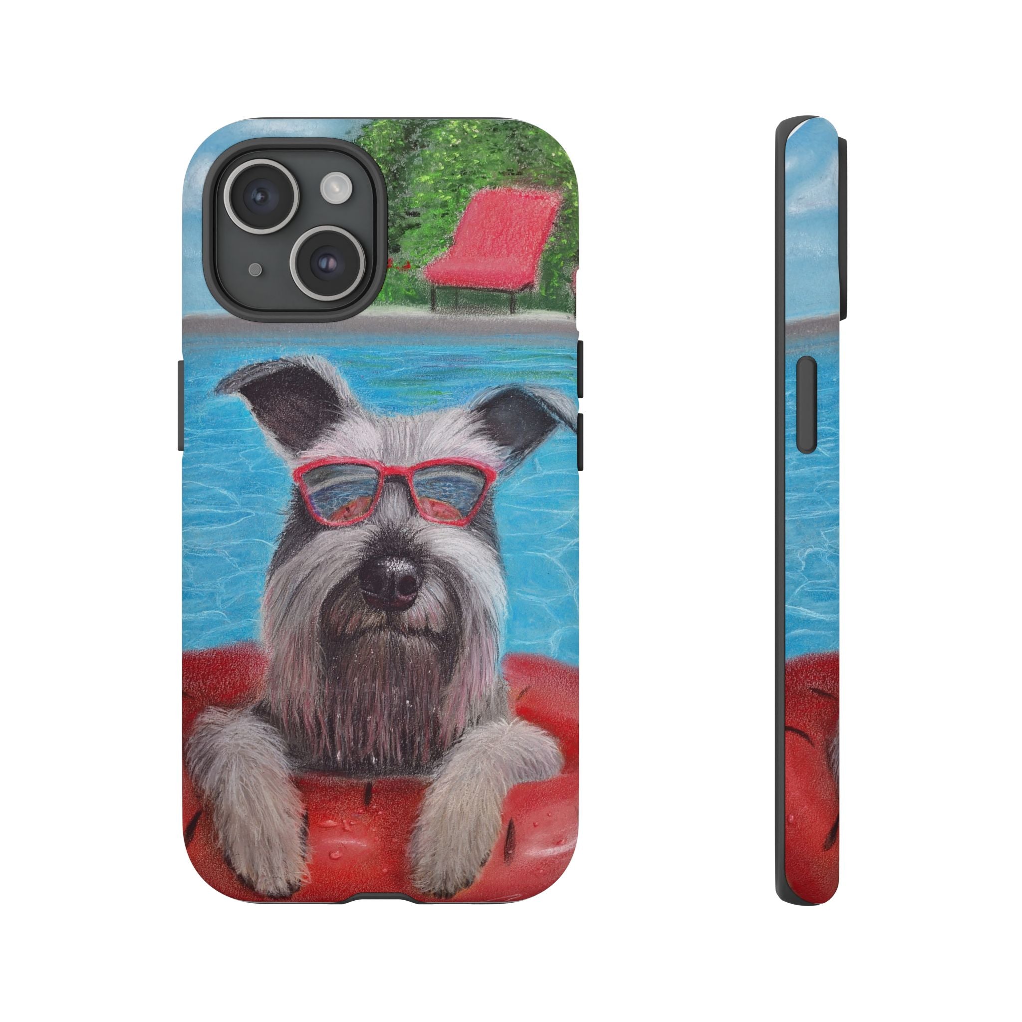 "Cool in the Pool" Phone Case — Cute Schnauzer in the Sun