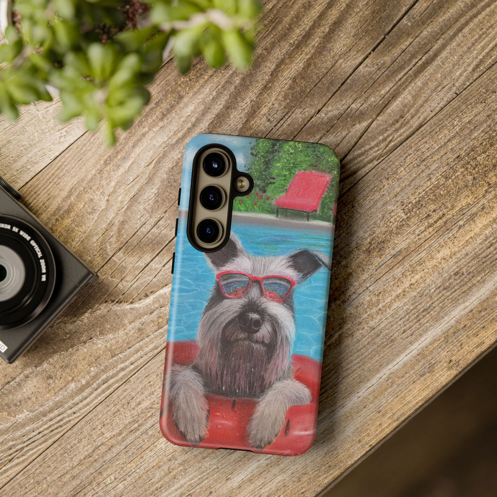 "Cool in the Pool" Phone Case — Cute Schnauzer in the Sun