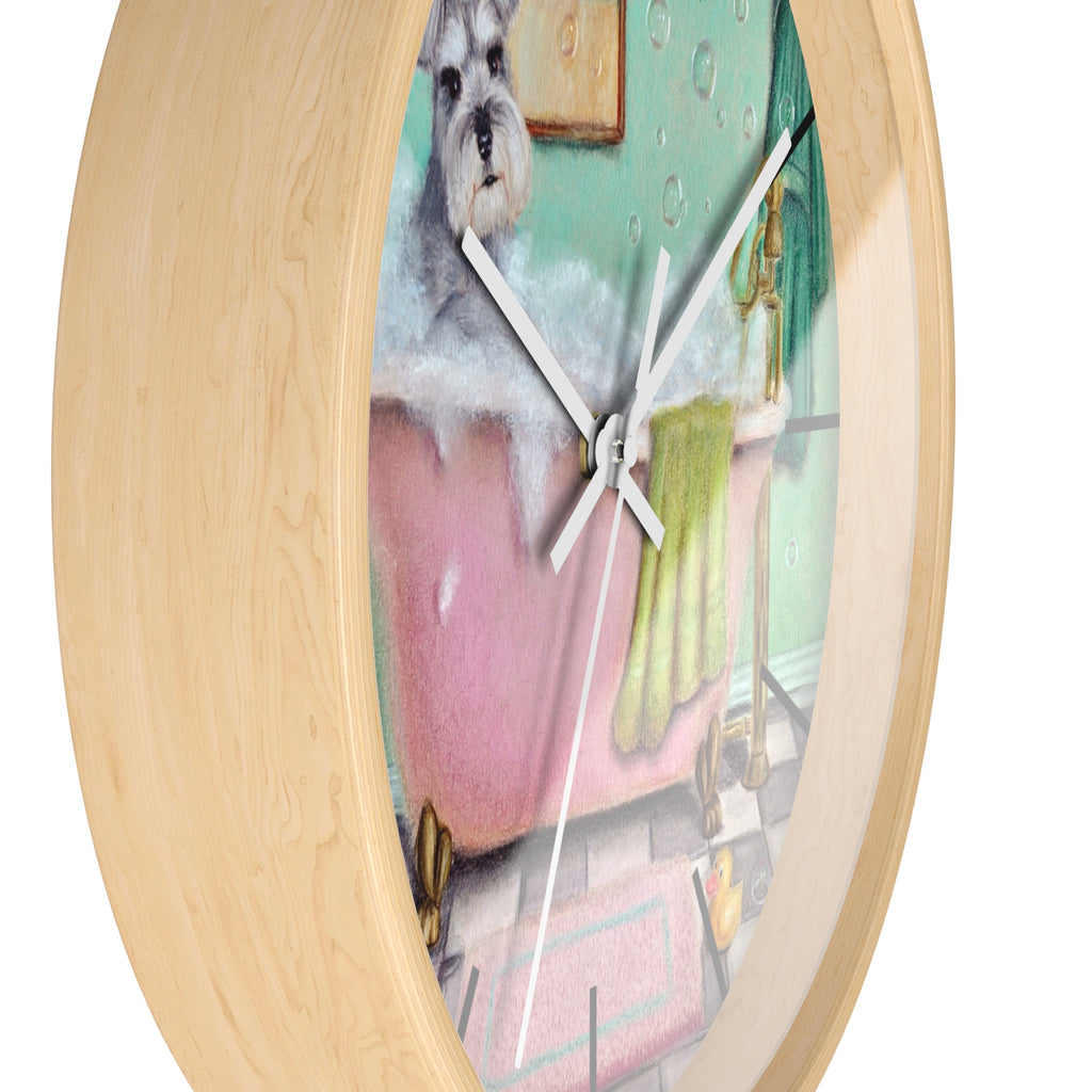 Schnauzer Bubble Bath Wall Clock